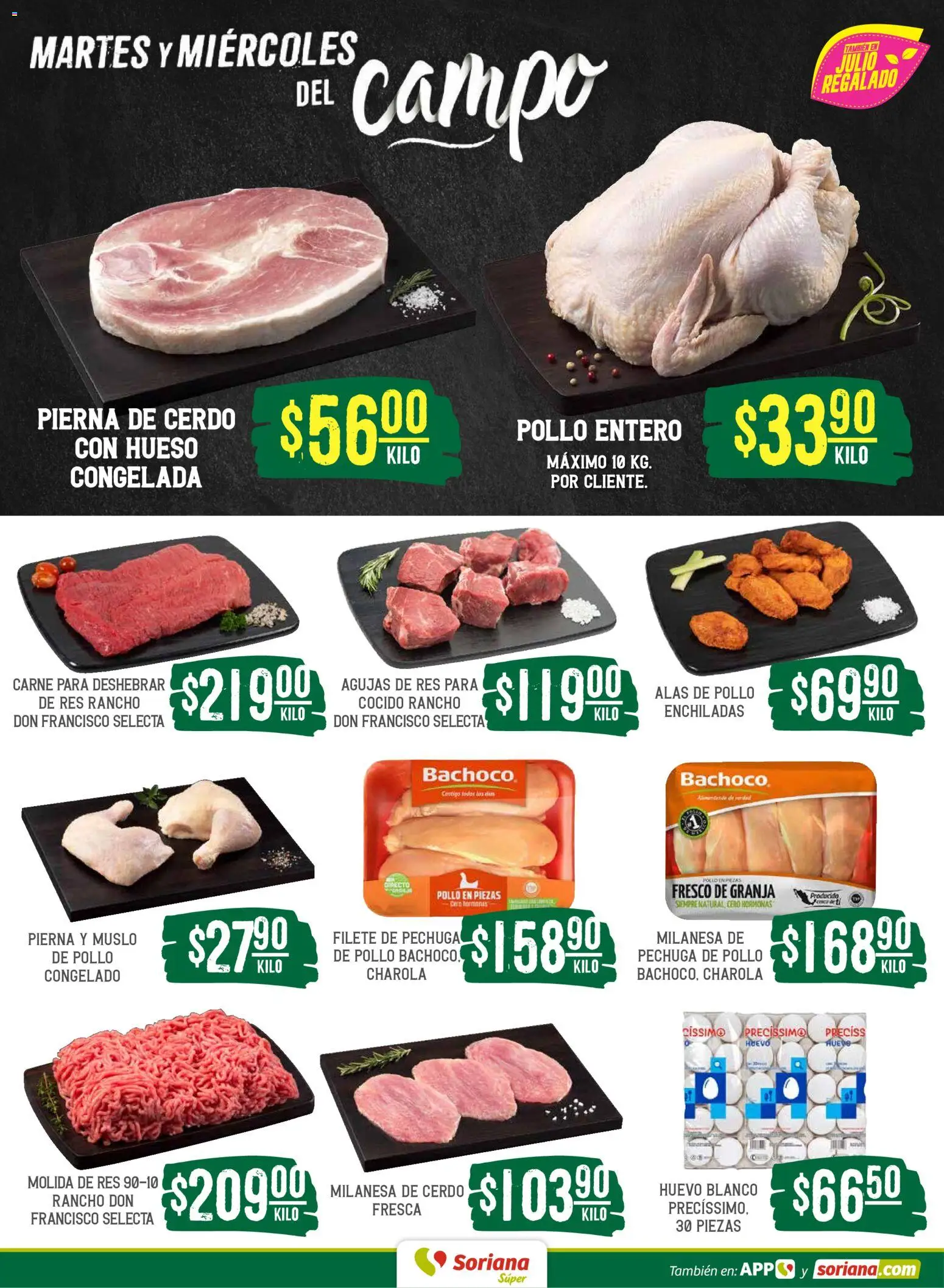 Nuevas ofertas de Soriana válidas en toda la República Mexicana desde el 16.06.2026. ¡Encuentra las mejores ofertas en Soriana Martes y Miércoles del Campo Súper: BCS, Son y Sin! | Página: 4 | Productos: Pollo, Milanesa, Cerdo, Res