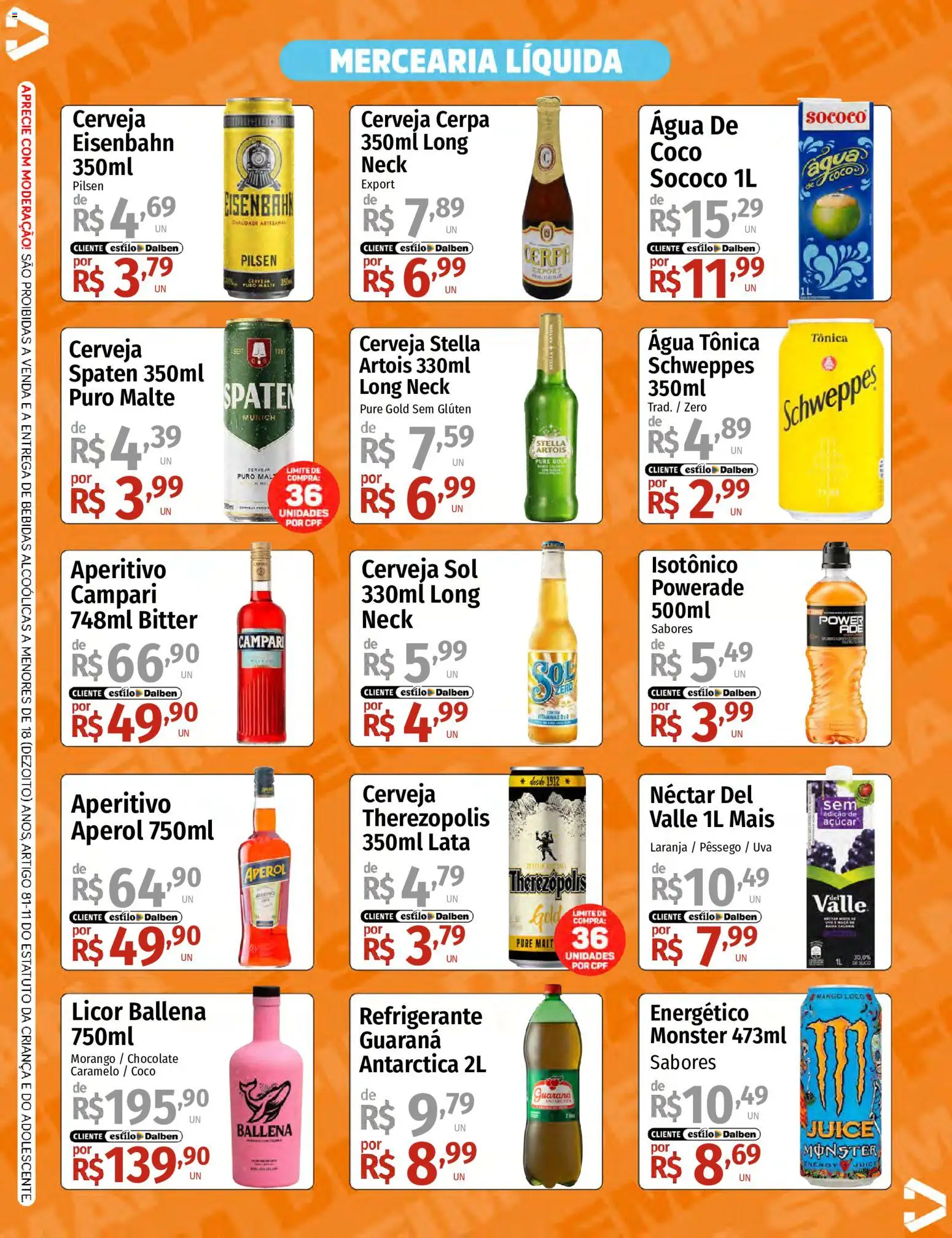 Supermercado Dalben Folheto - válido de 04/09/2026 | Página: 3 | Produtos: Pêssego, Uva, Bebidas, Refrigerante