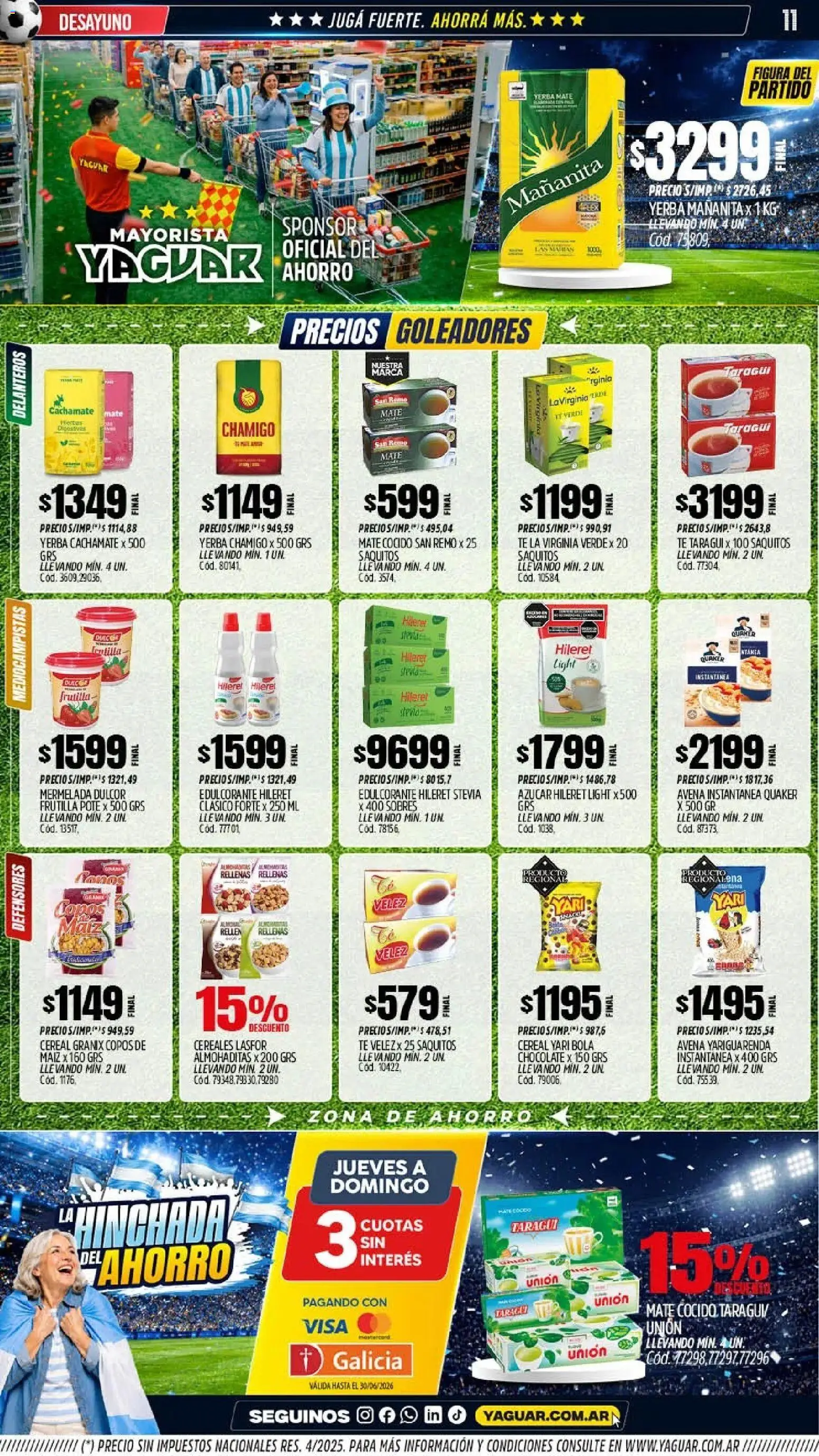 Yaguar - Oferta Semanal Jujuy │ válido desde el 01.06.2026 | Página: 11 | Productos: Azucar, Yerba, Maiz, Té