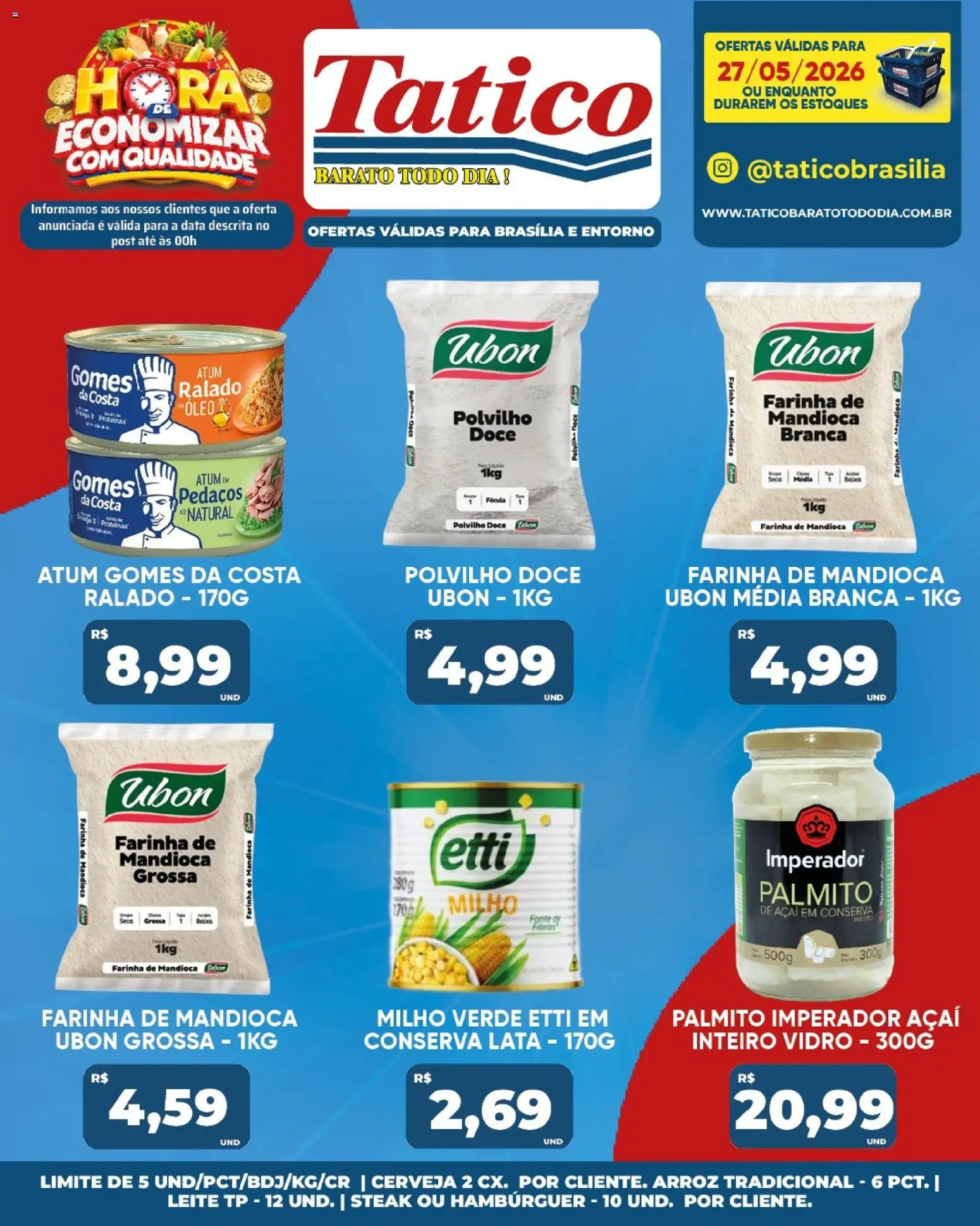 Tatico Folheto - válido de 27.05.2026 | Página: 20 | Produtos: Milho verde, Farinha de mandioca, Cerveja, Açaí