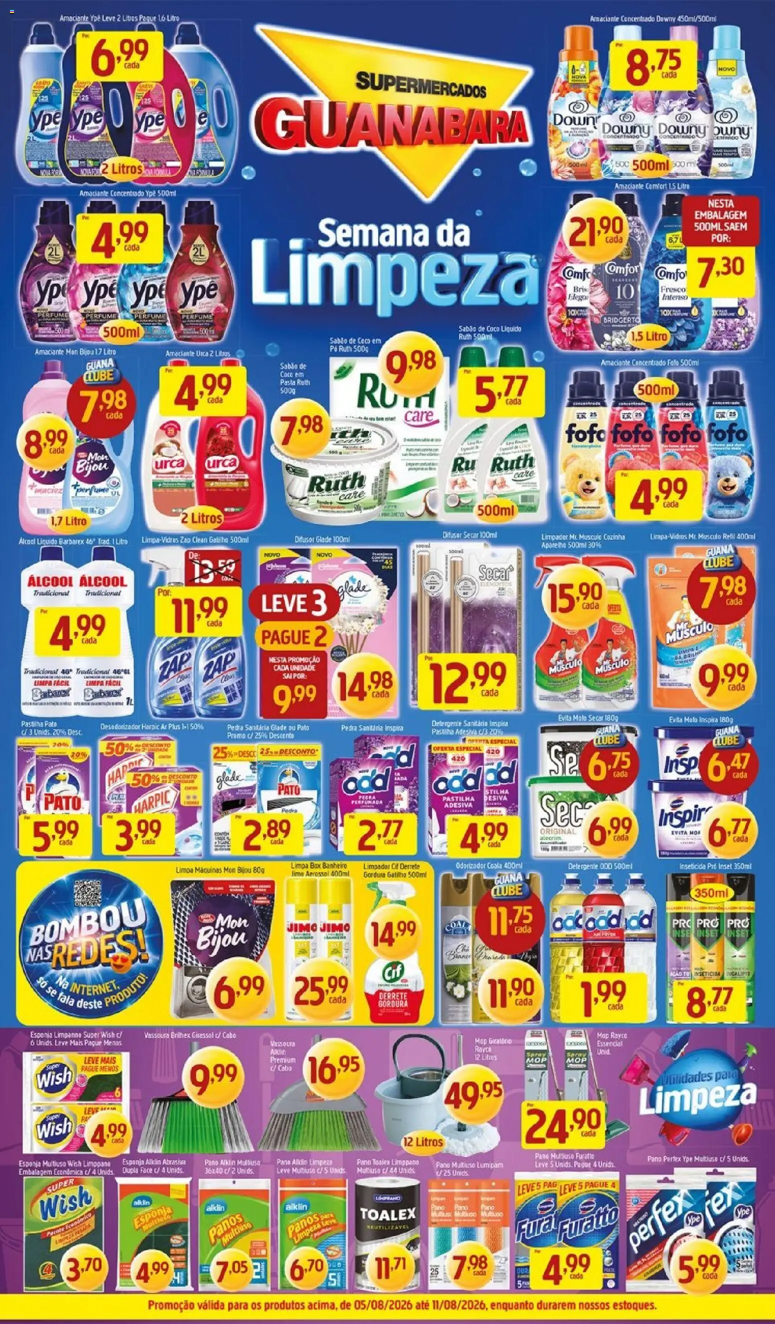 Supermercados Guanabara Folheto - válido de 05/08/2026 | Página: 4 | Produtos: Pedra sanitária, Mop, Amaciante urca, Perfumes