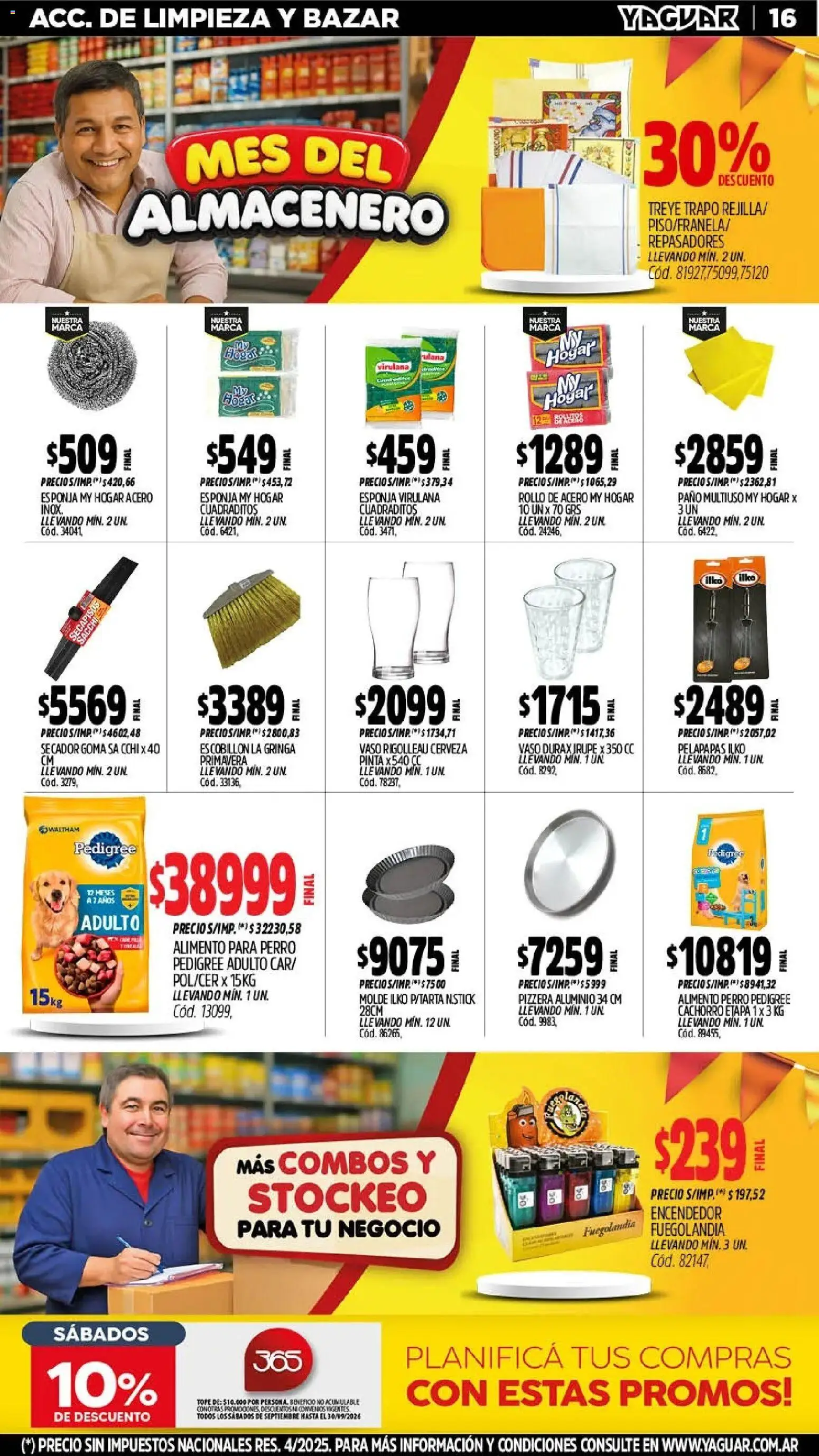 Yaguar - Oferta Semanal Jujuy │ válido desde el 28/09/2026 | Página: 16 | Productos: Molde, Esponja, Escobillon, Cerveza