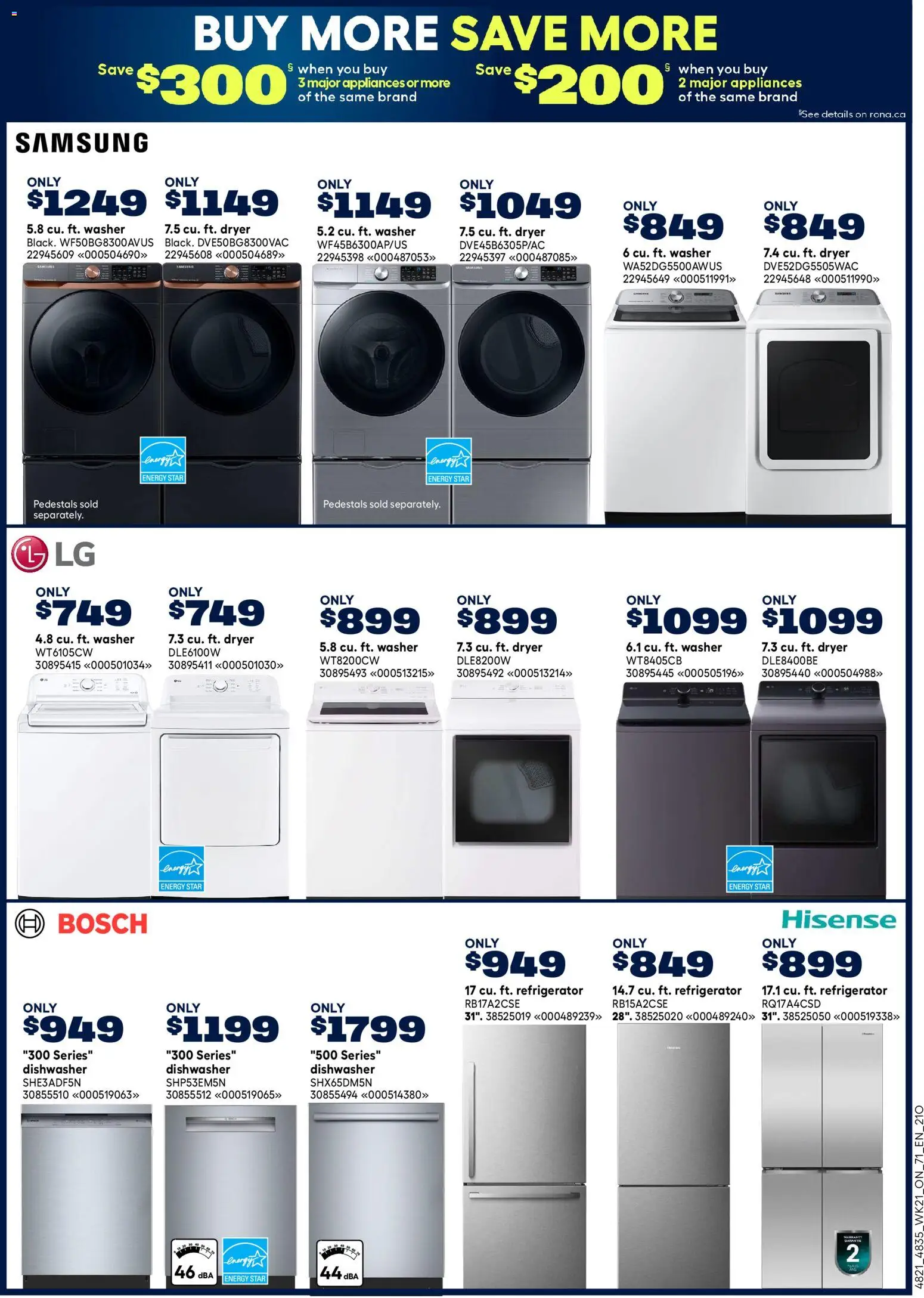 Rona flyer valid from 18.06.2026 | Page: 21 | Products: Refrigerator, Dryer, Dishwasher