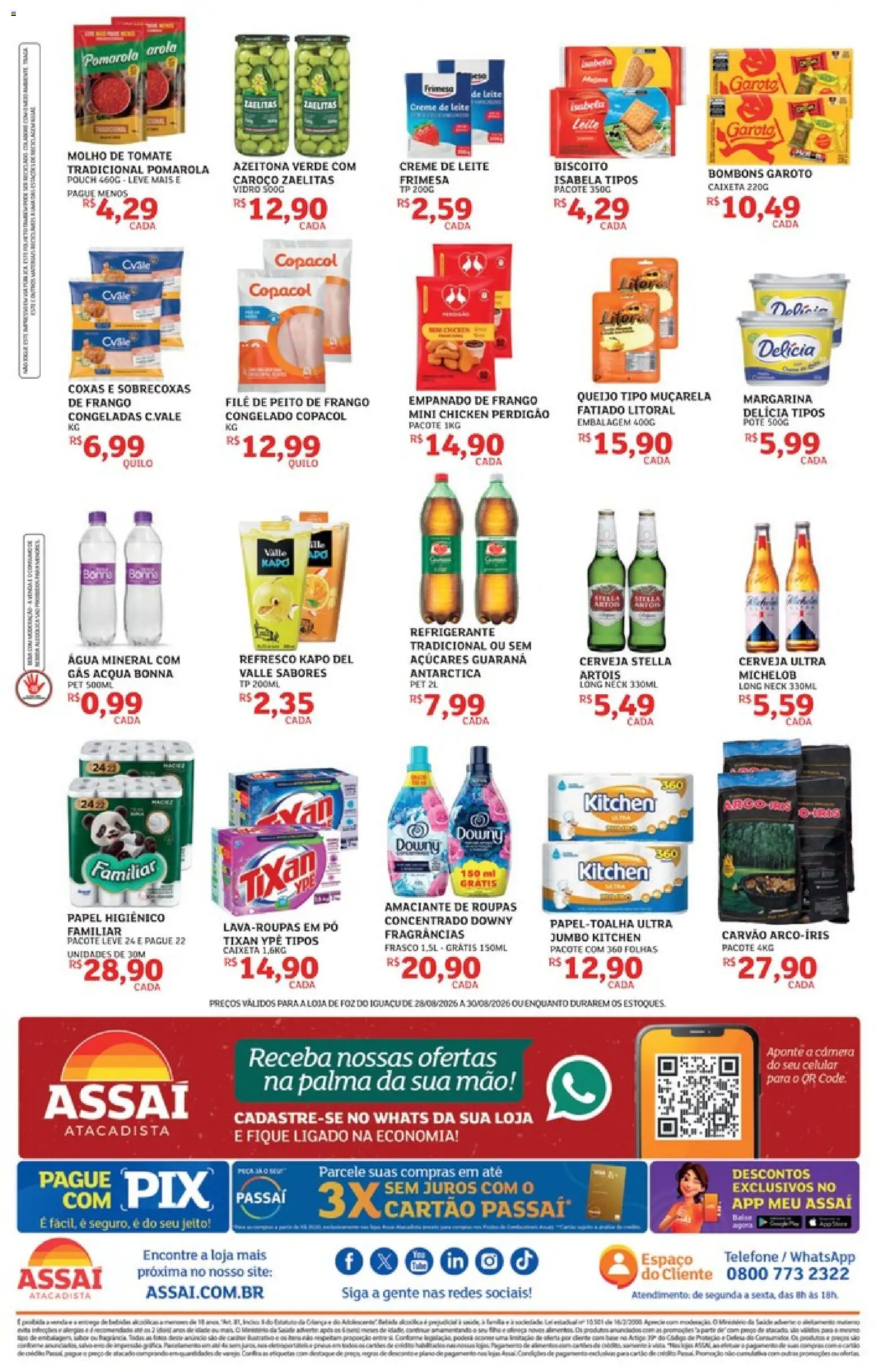 Assaí Atacadista Folheto - válido de 28/08/2026 | Página: 2 | Produtos: Muçarela, Refrigerante, Pá, Amaciante