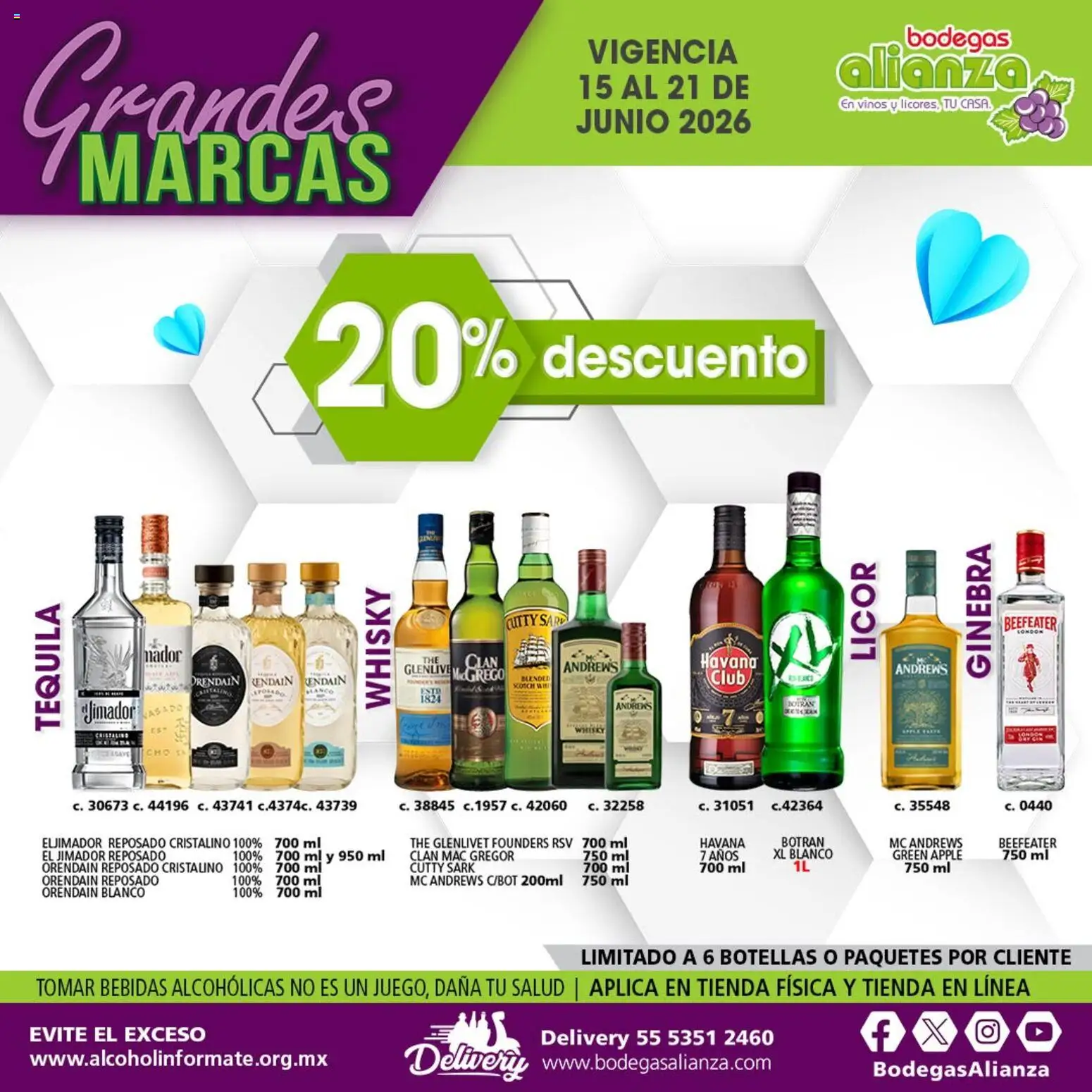 Nuevas ofertas de Bodegas Alianza válidas en toda la República Mexicana desde el 15.06.2026. ¡Encuentra las mejores ofertas en Bodegas Alianza catálogo Grandes Marcas! | Página: 4 | Productos: Ginebra, Tequila, Whisky