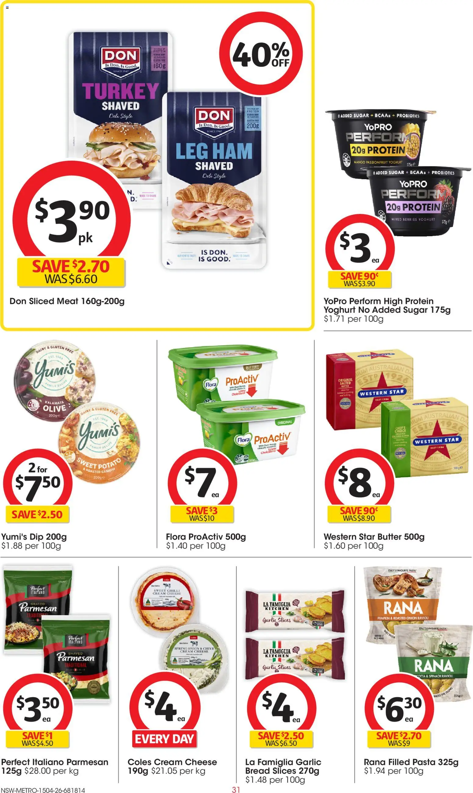 Coles catalogue - valid from 15.04.2026 | Page: 31 | Products: Yoghurt, Ham, Meat, Pasta