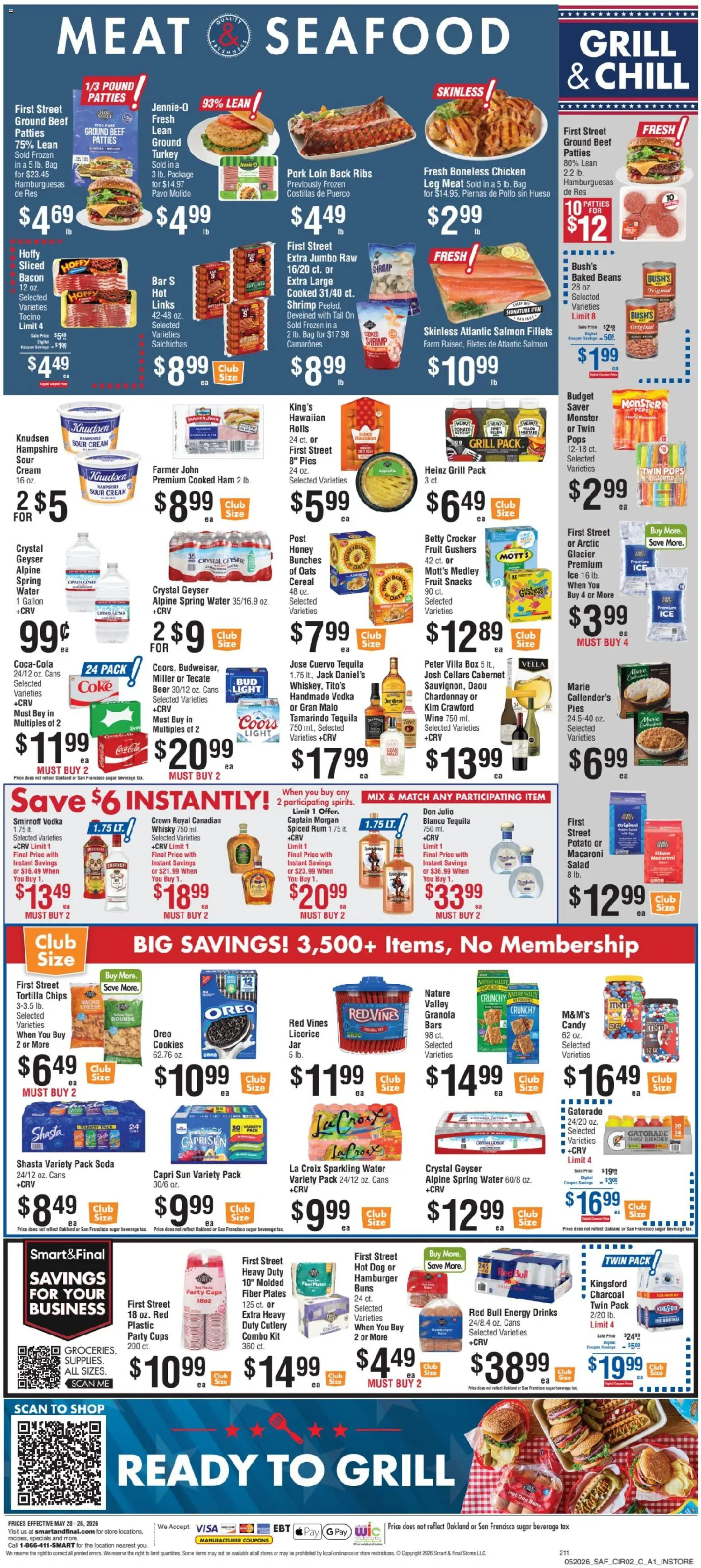 Smart & Final Weekly Ad - valid from 20.05.2026 | Page: 3 | Products: Ham, Beer, Pork, Salad