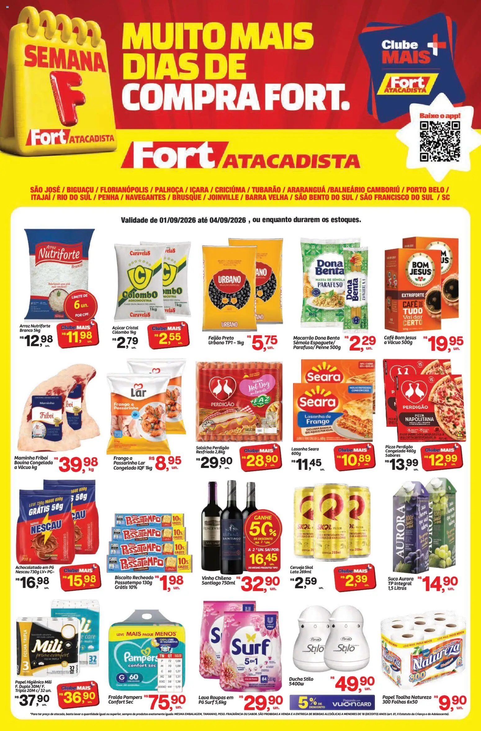 Fort Atacadista Folheto - válido de 01/09/2026 | Página: 1 | Produtos: Salsicha, Café, Bandeja, Biscoito recheado