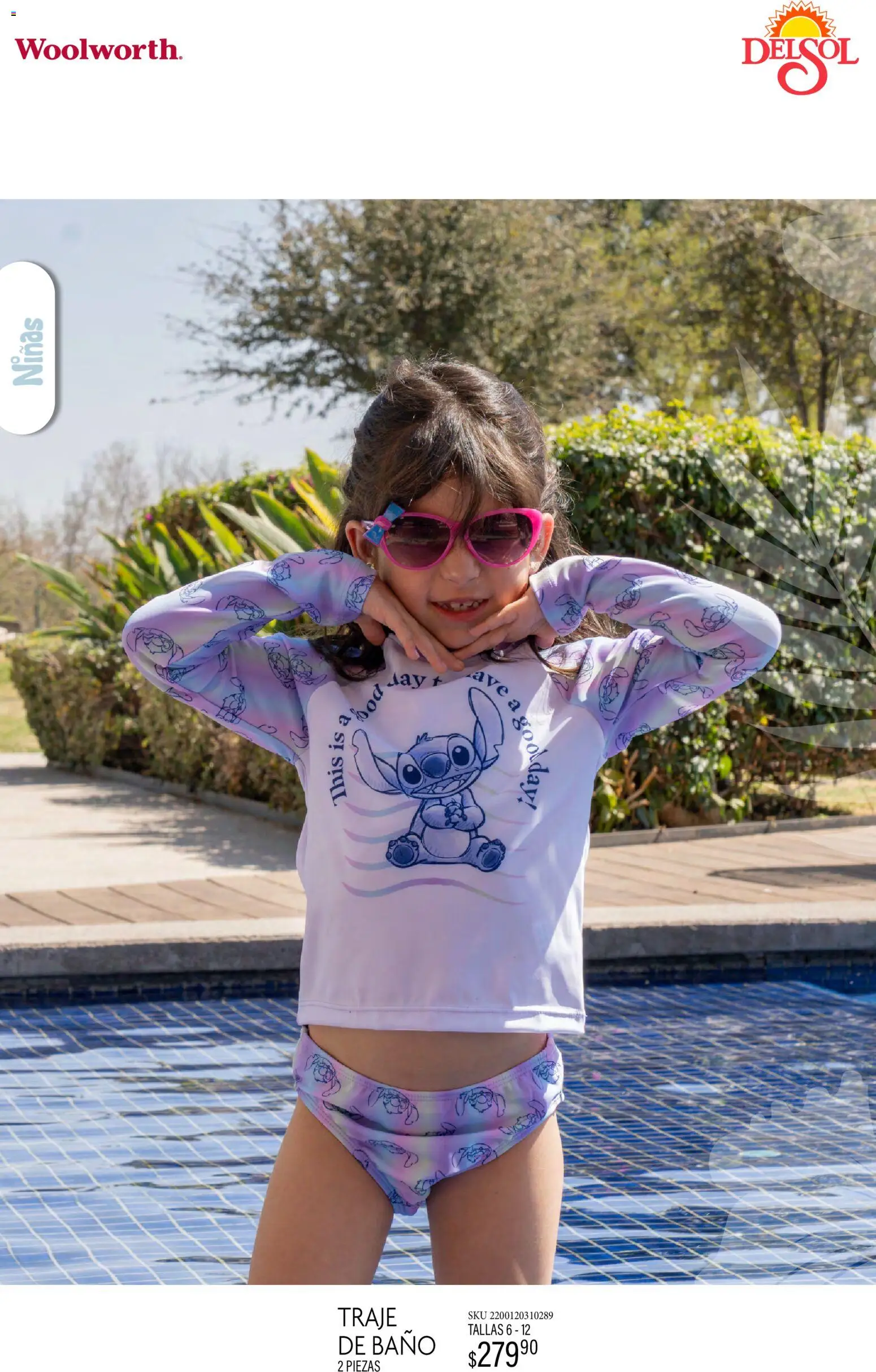 Nuevas ofertas de Del Sol y Woolworth válidas en toda la República Mexicana desde el 19.03.2026. ¡Encuentra las mejores ofertas en Del Sol y Woolworth catálogo Luce tus Vacaciones con Stitch! | Página: 6 | Productos: Traje, Baño