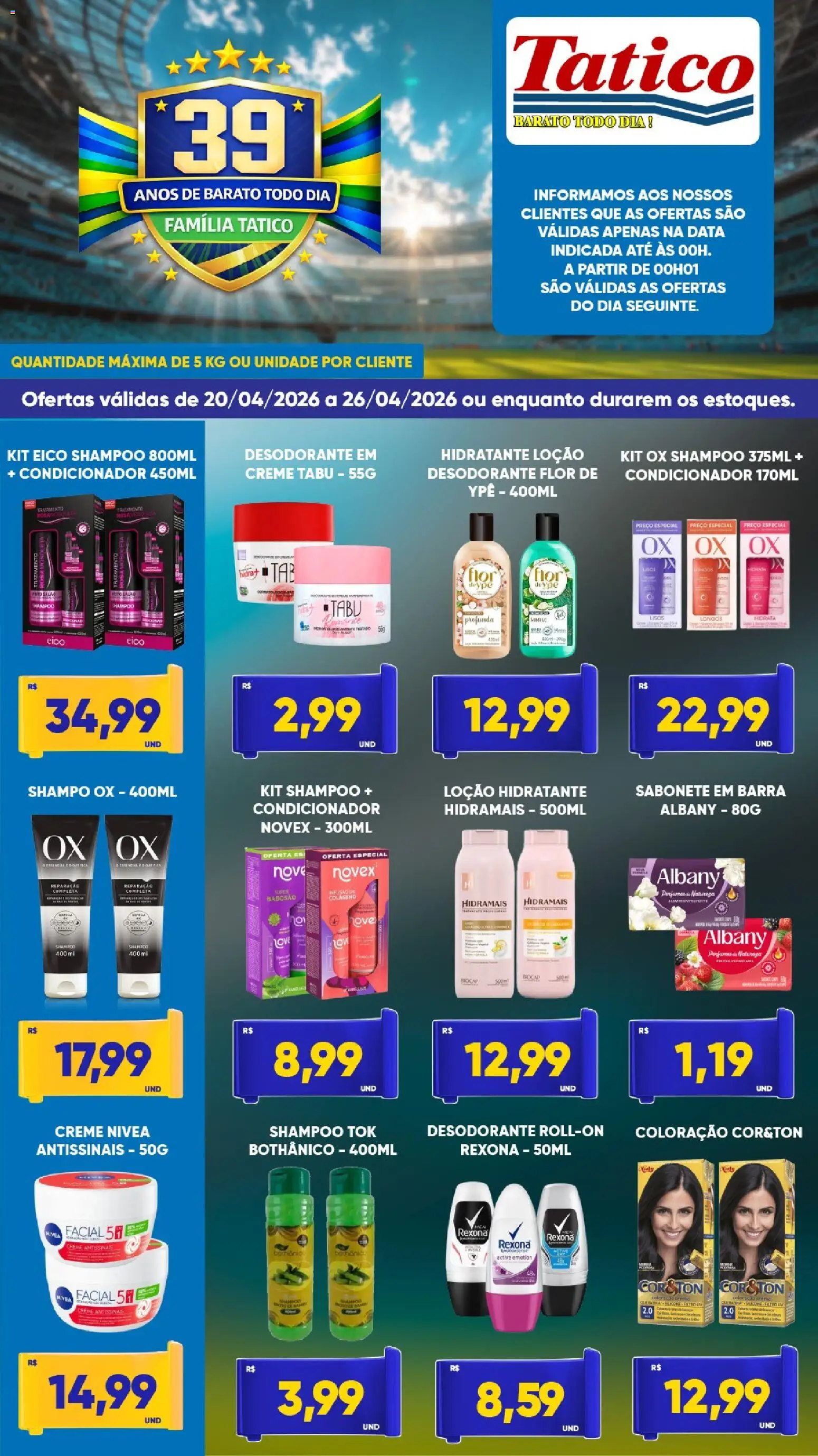 Tatico Folheto - válido de 20.04.2026 | Página: 7 | Produtos: Shampoo, Condicionador, Sabonete, Rexona