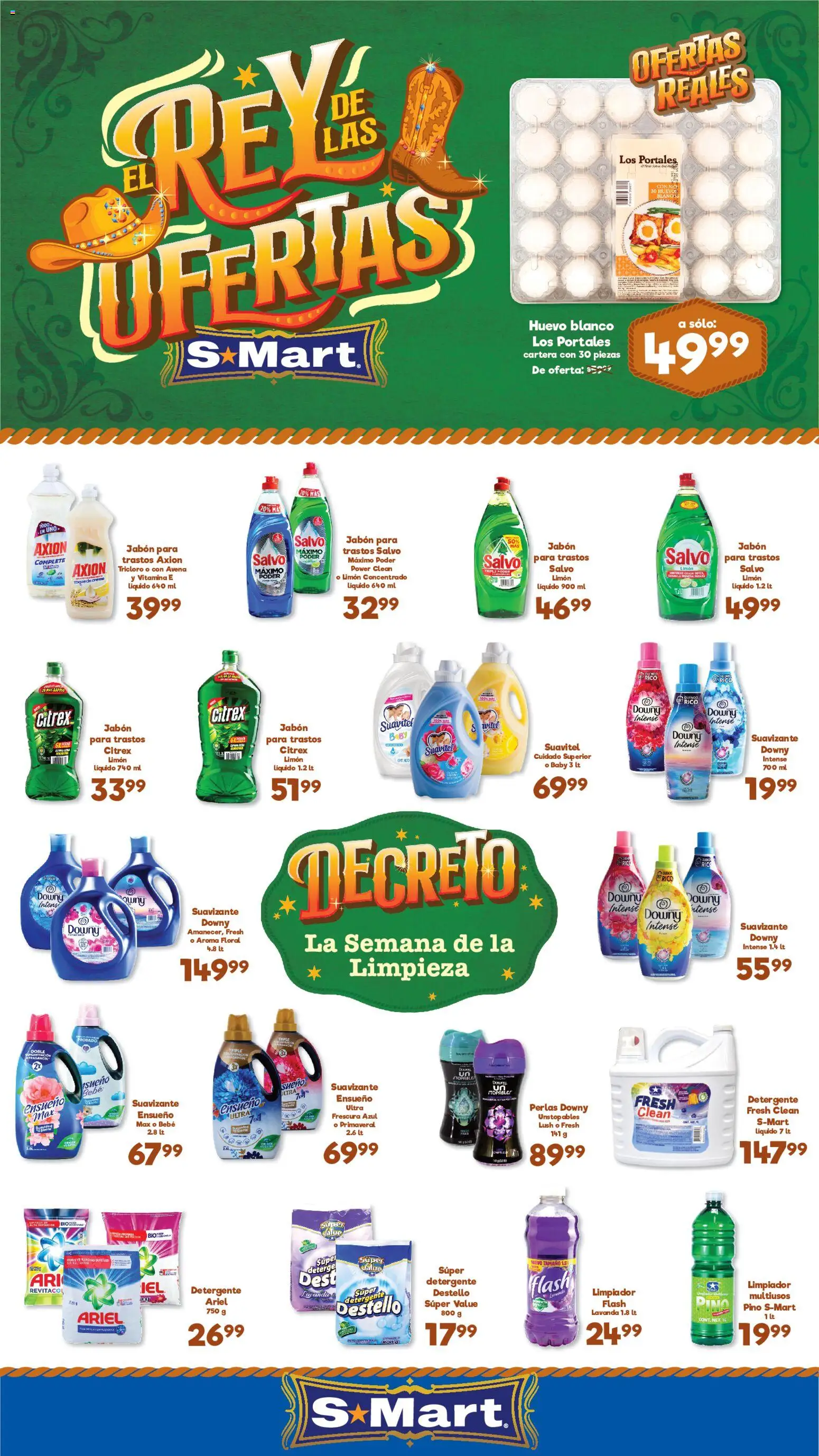 Nuevas ofertas de S-Mart válidas en toda la República Mexicana desde el 28/07/2026. ¡Encuentra las mejores ofertas en S-Mart folleto Ofertas de feria Monterrey! | Página: 1 | Productos: Avena, Limón, Huevos, Suavizante