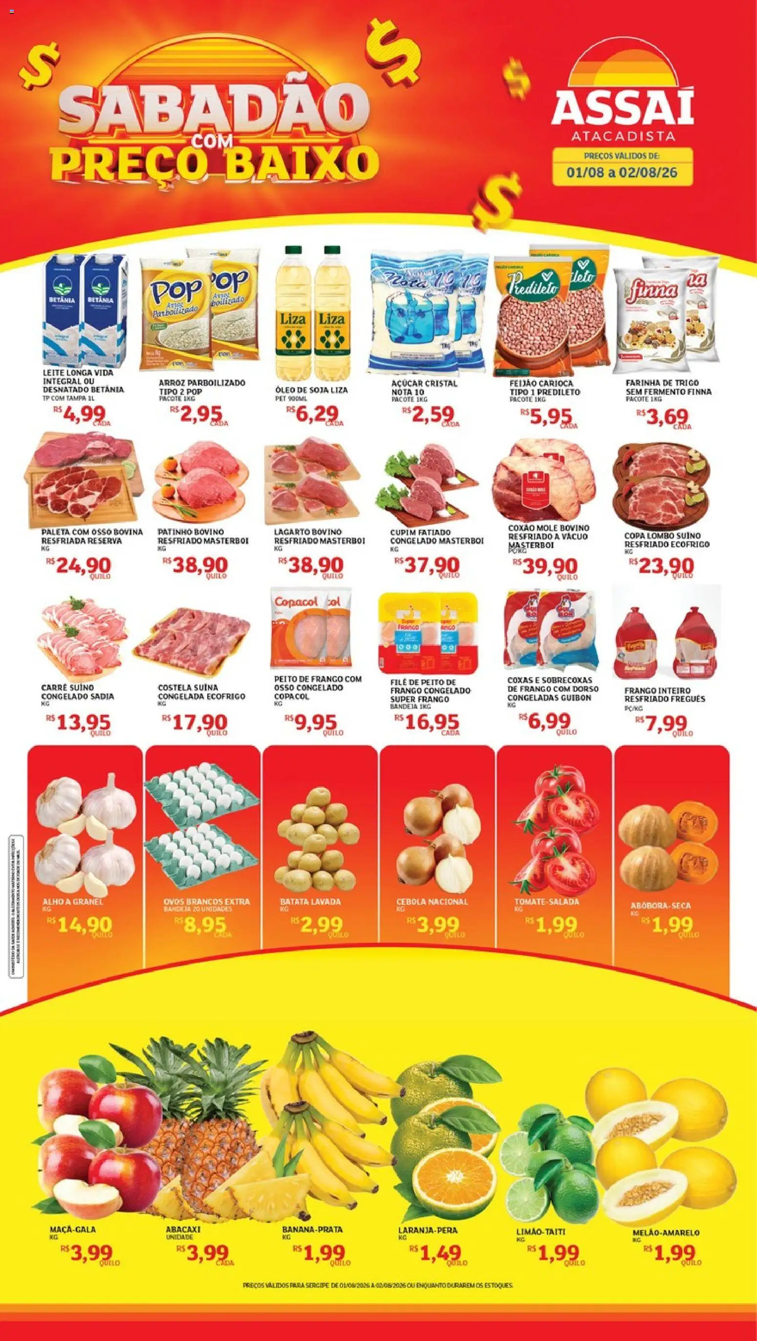 Assaí Atacadista Folheto - válido de 01/08/2026 | Página: 1 | Produtos: Ovos, Bandeja, Açúcar, Frango