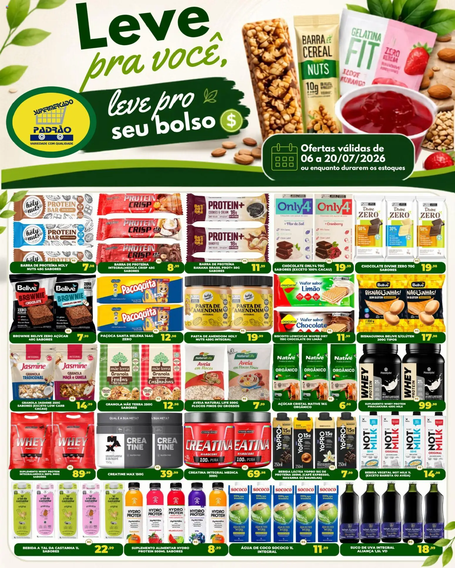 Supermercado Padrão Folheto - válido de 06/07/2026 | Página: 1 | Produtos: Cranberry, Café, Paçoca, Gelatina