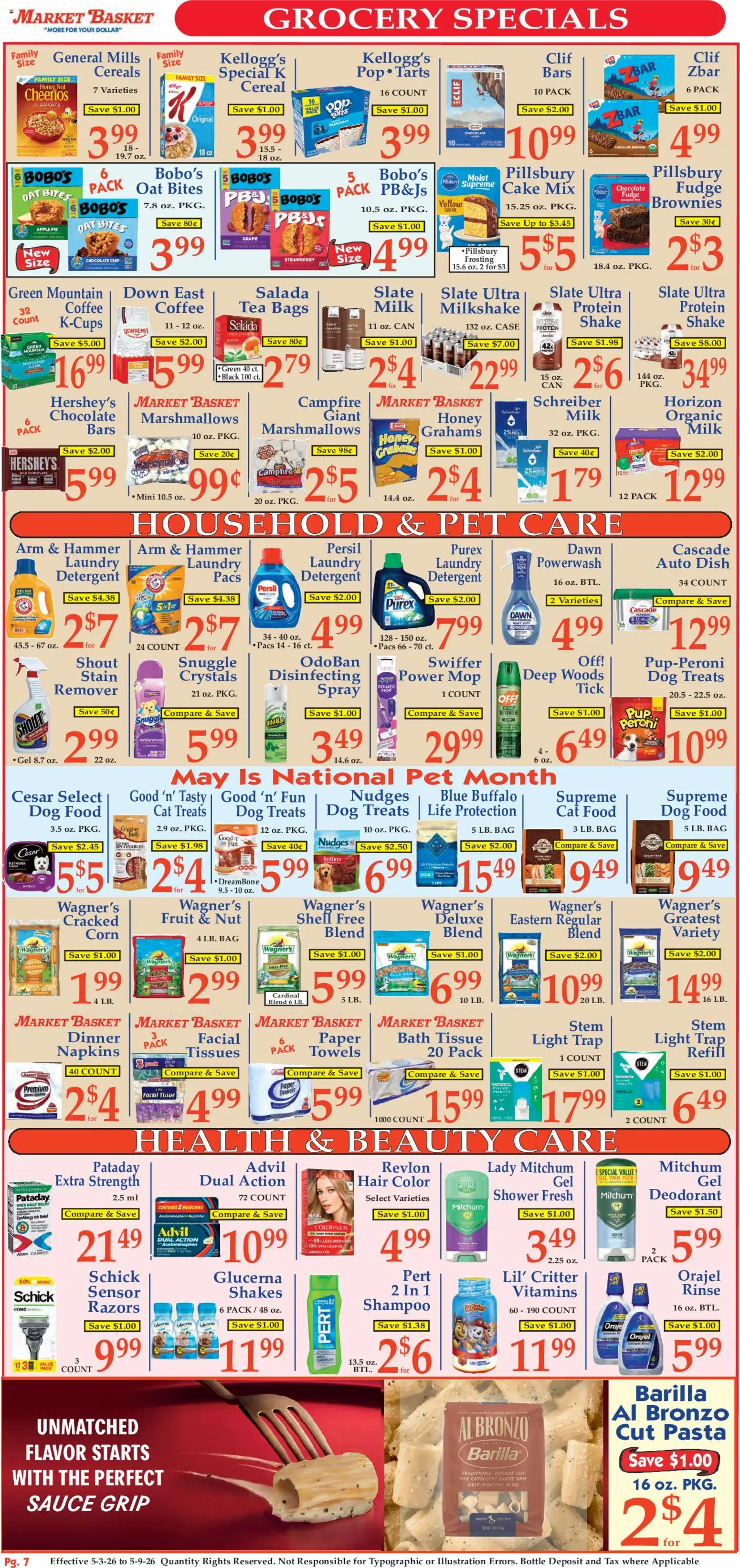 Market Basket Ad - valid from 03.05.2026 | Page: 7 | Products: Corn, Tea, Pasta, Apple Pie