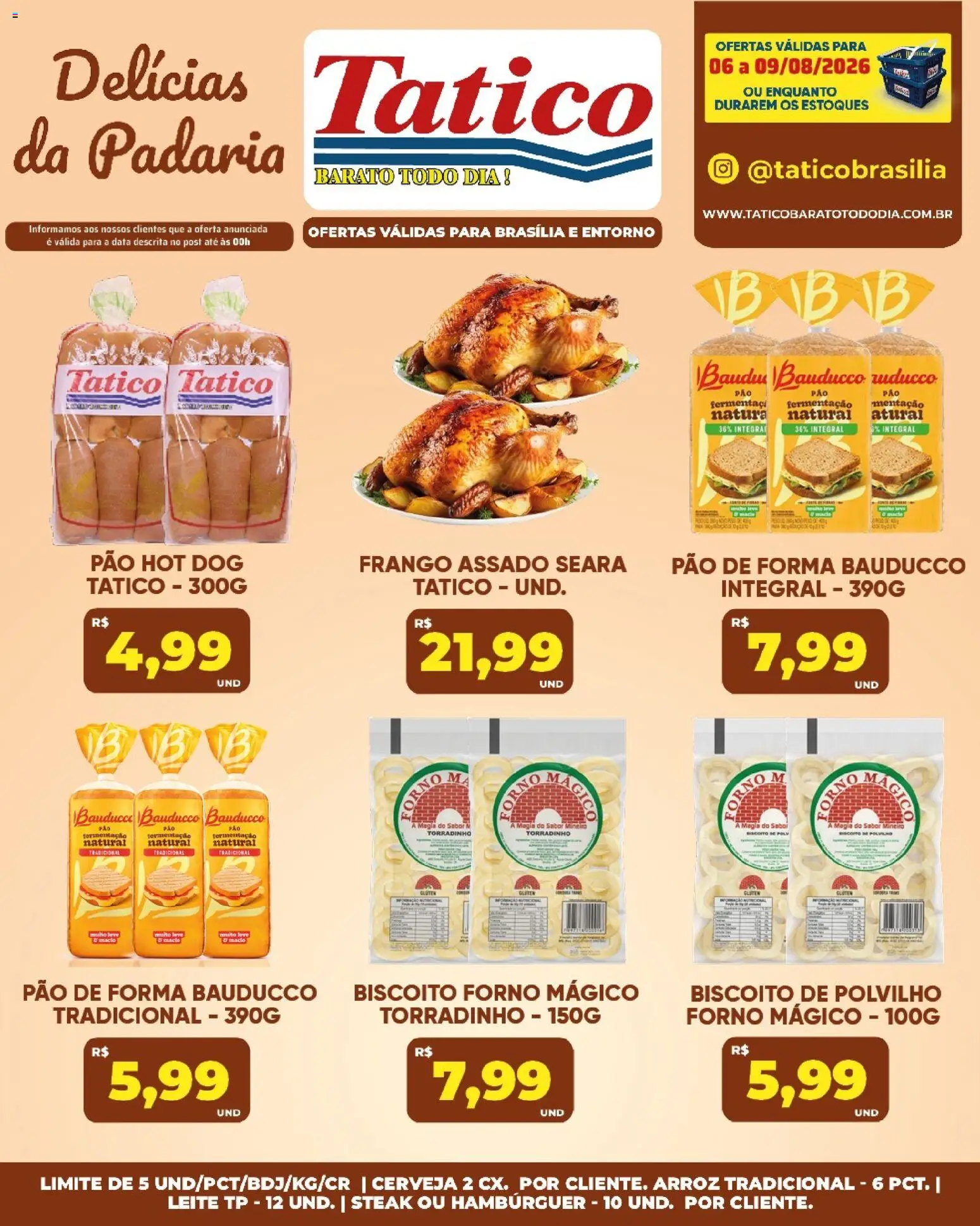 Tatico Folheto - válido de 06/08/2026 | Página: 23 | Produtos: Polvilho, Pão, Hambúrguer, Frango