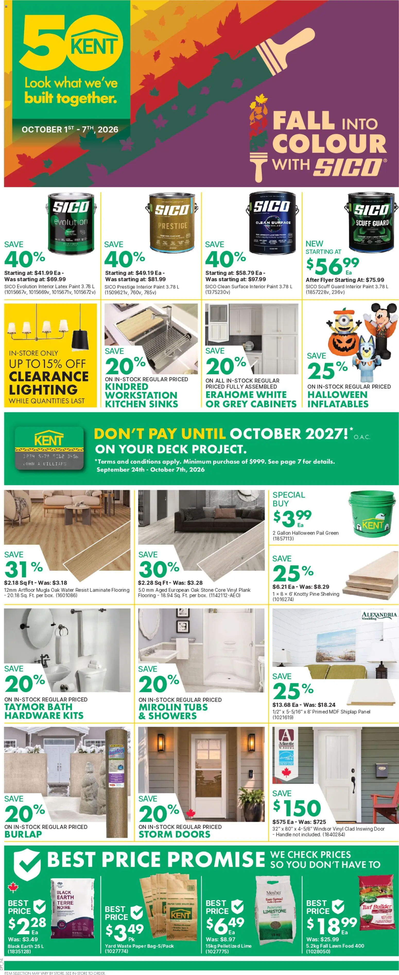 Kent flyer valid from Oct 1, 2026 | Page: 1 | Products: Lime, Bag, Lighting, Door