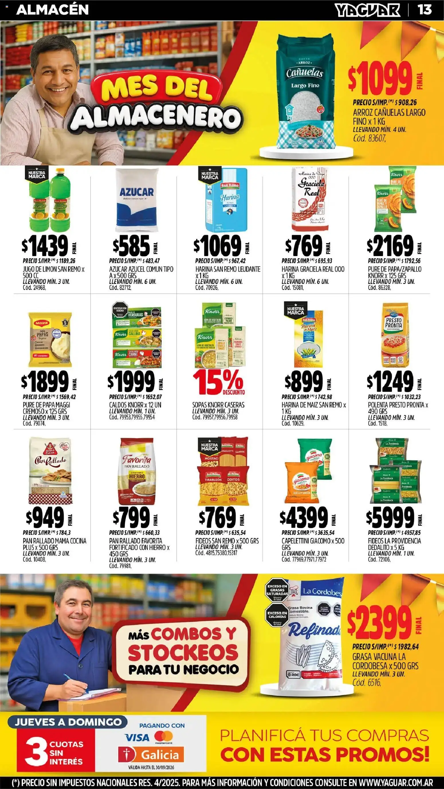 Yaguar - Oferta Semanal San Juan │ válido desde el 31/08/2026 | Página: 13 | Productos: Harina, Maiz, Pan, Jamón