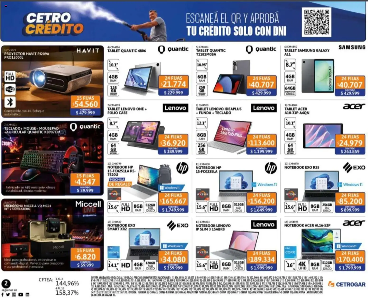 Cetrogar catálogo │ válido desde el 04/08/2026 | Página: 3 | Productos: Teclado, Disco, Tablet, Notebook