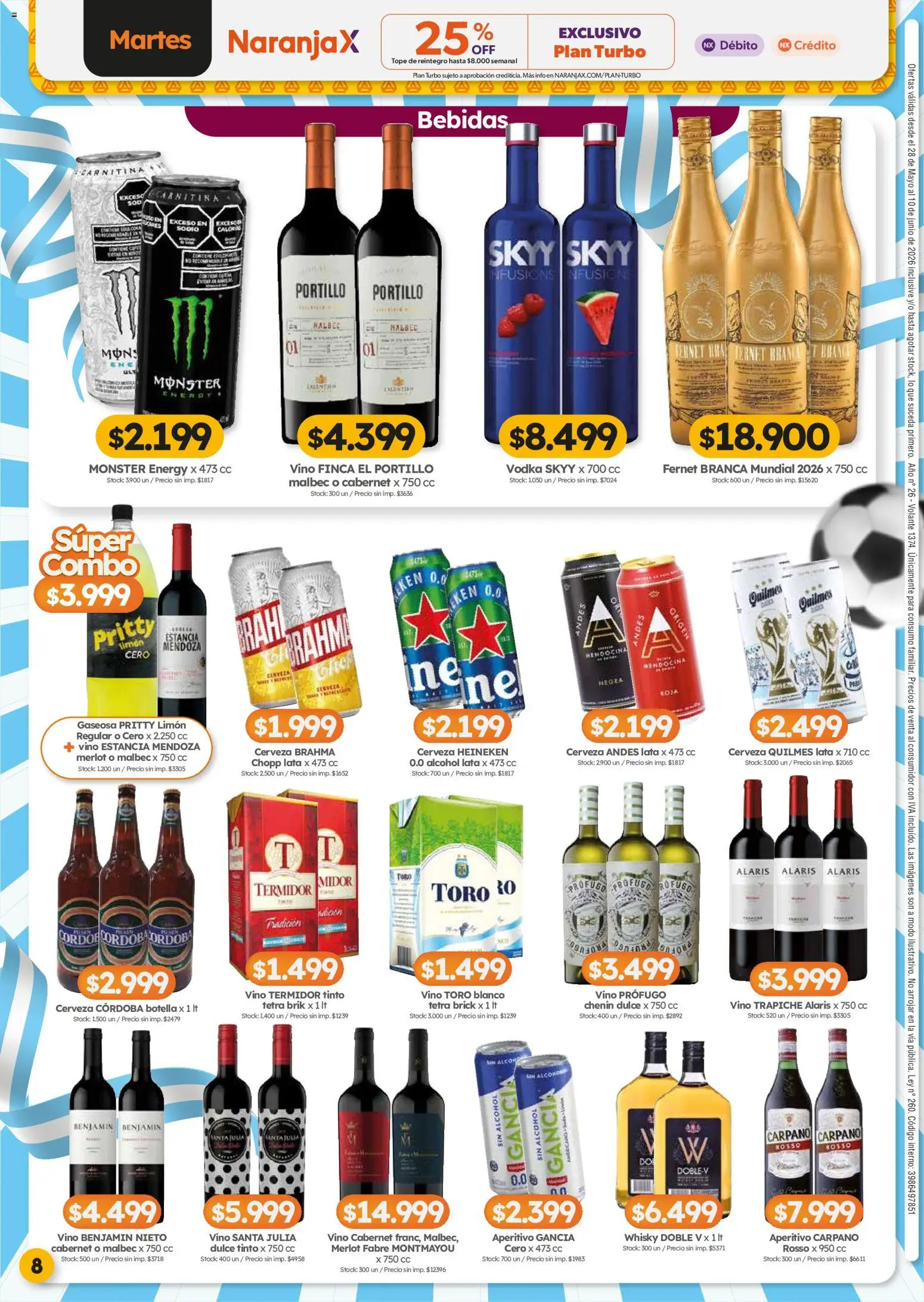 Cordiez ofertas │ válido desde el 28.05.2026 | Página: 8 | Productos: Fernet, Gaseosa, Limón, Vino
