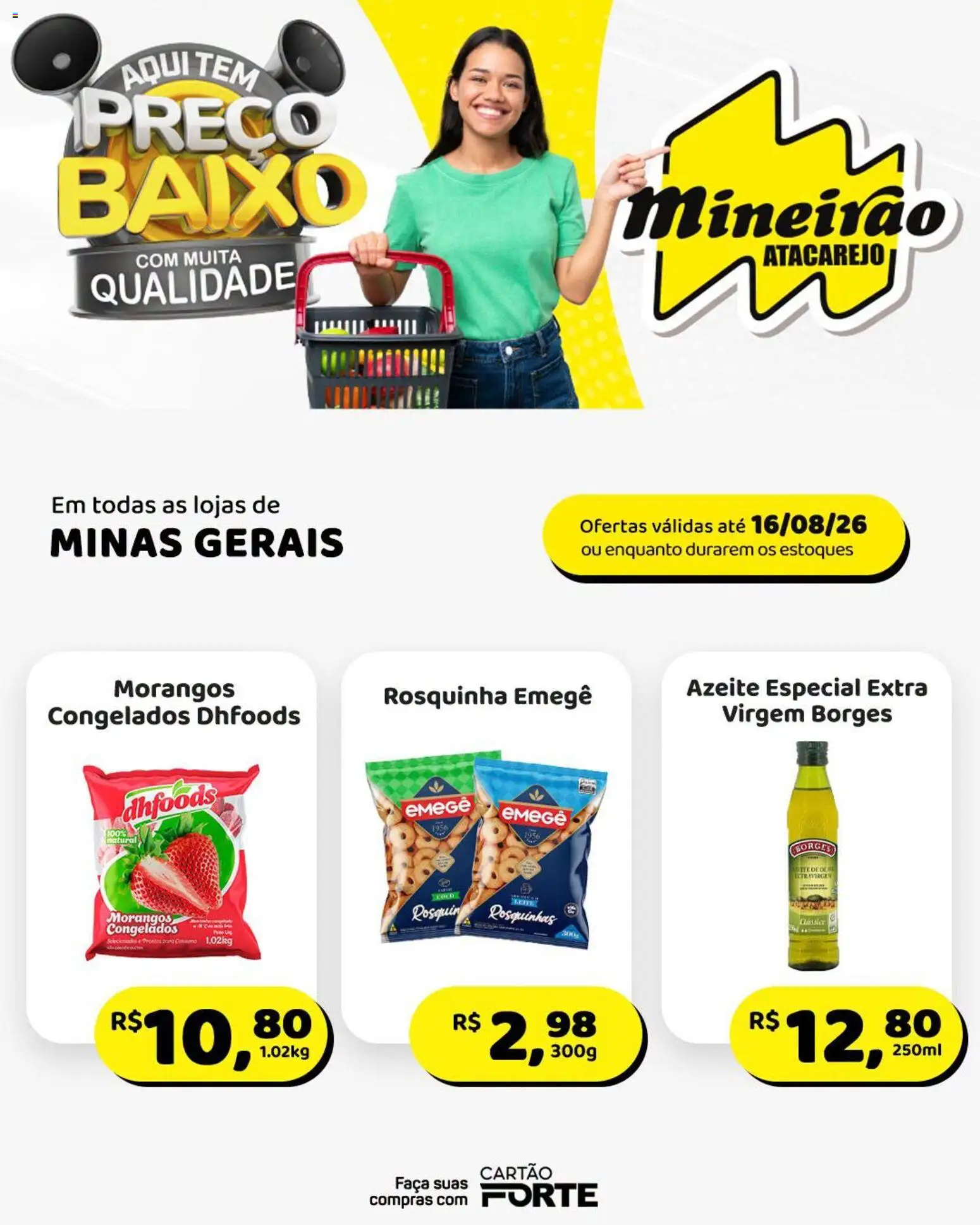 Mineirão Atacarejo Folheto - válido de 10/08/2026 | Página: 2 | Produtos: Faca, Morangos, Rosquinha, Azeite