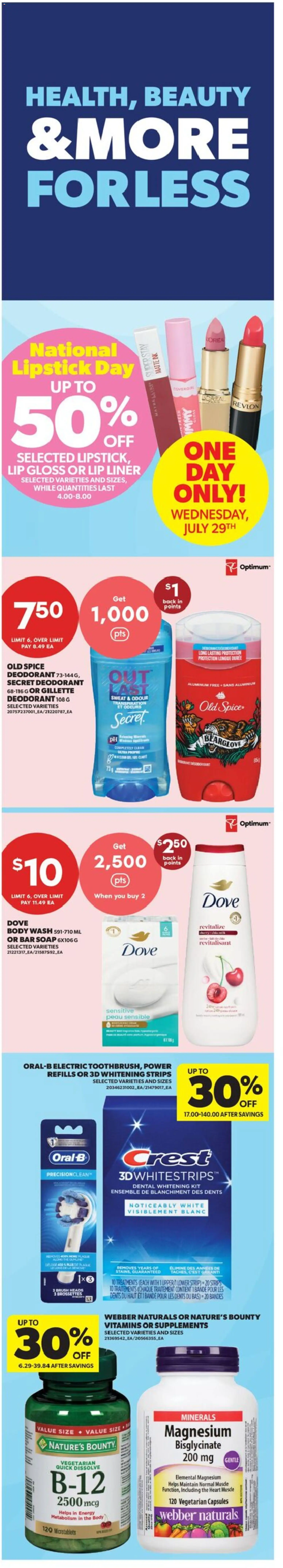 Real Canadian Superstore flyer valid from Jul 23, 2026 | Page: 6 | Products: Brush, Lipstick, Lip gloss, Soap