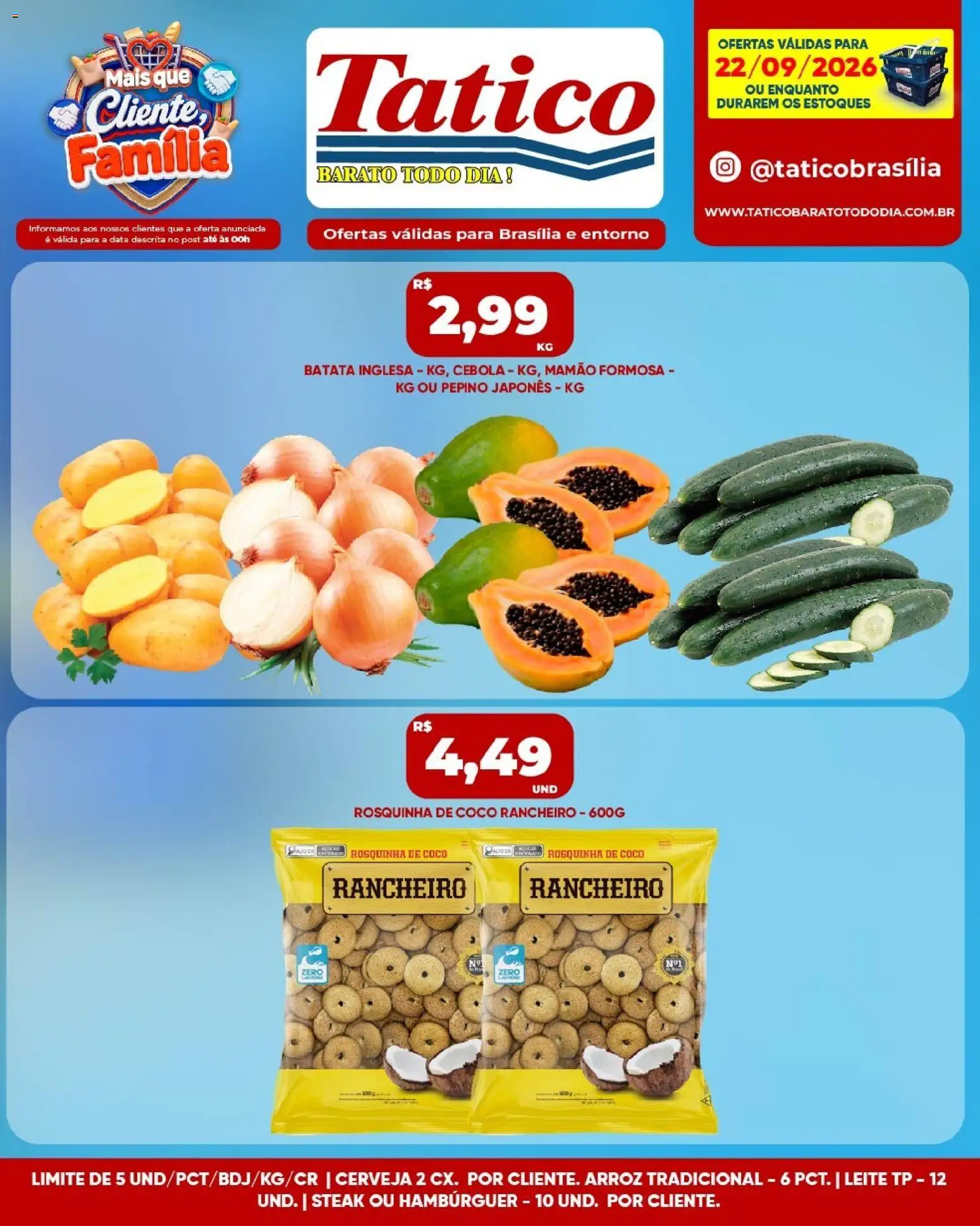 Tatico Folheto - válido de 22/09/2026 | Página: 3 | Produtos: Coco, Cebola, Arroz, Mamão