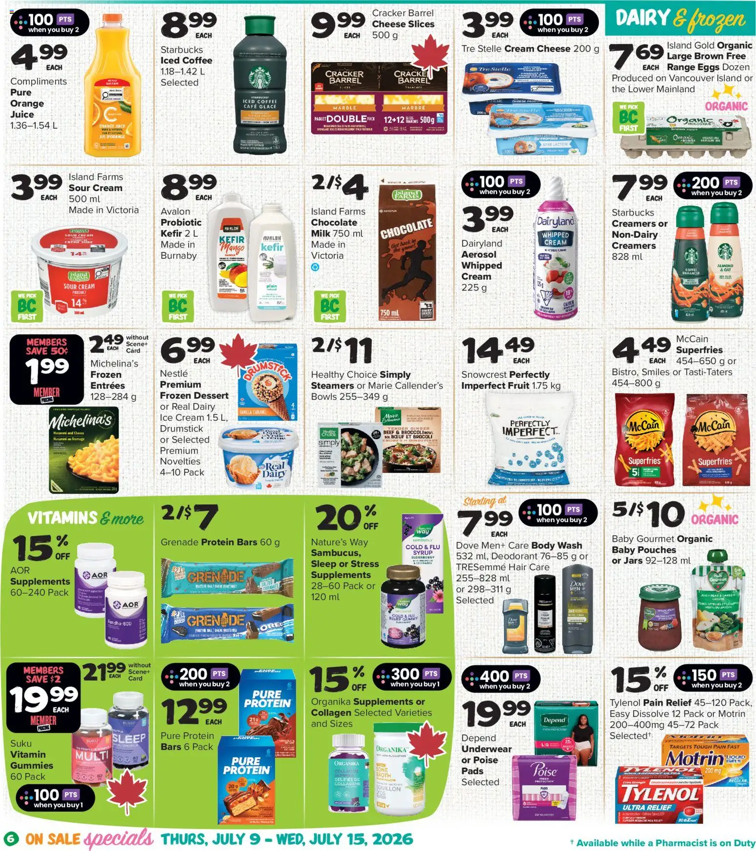 Thrifty Foods flyer valid from Jul 9, 2026 | Page: 7 | Products: Beef, Cream, Coffee, Juice