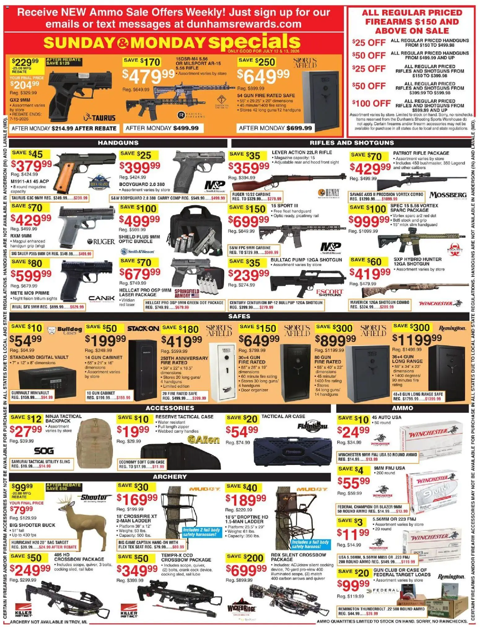 Dunham's Sports Weekly Ad - valid from 07/11/2026 | Page: 11 | Products: Pump, Crossbow, Bag, Ammo