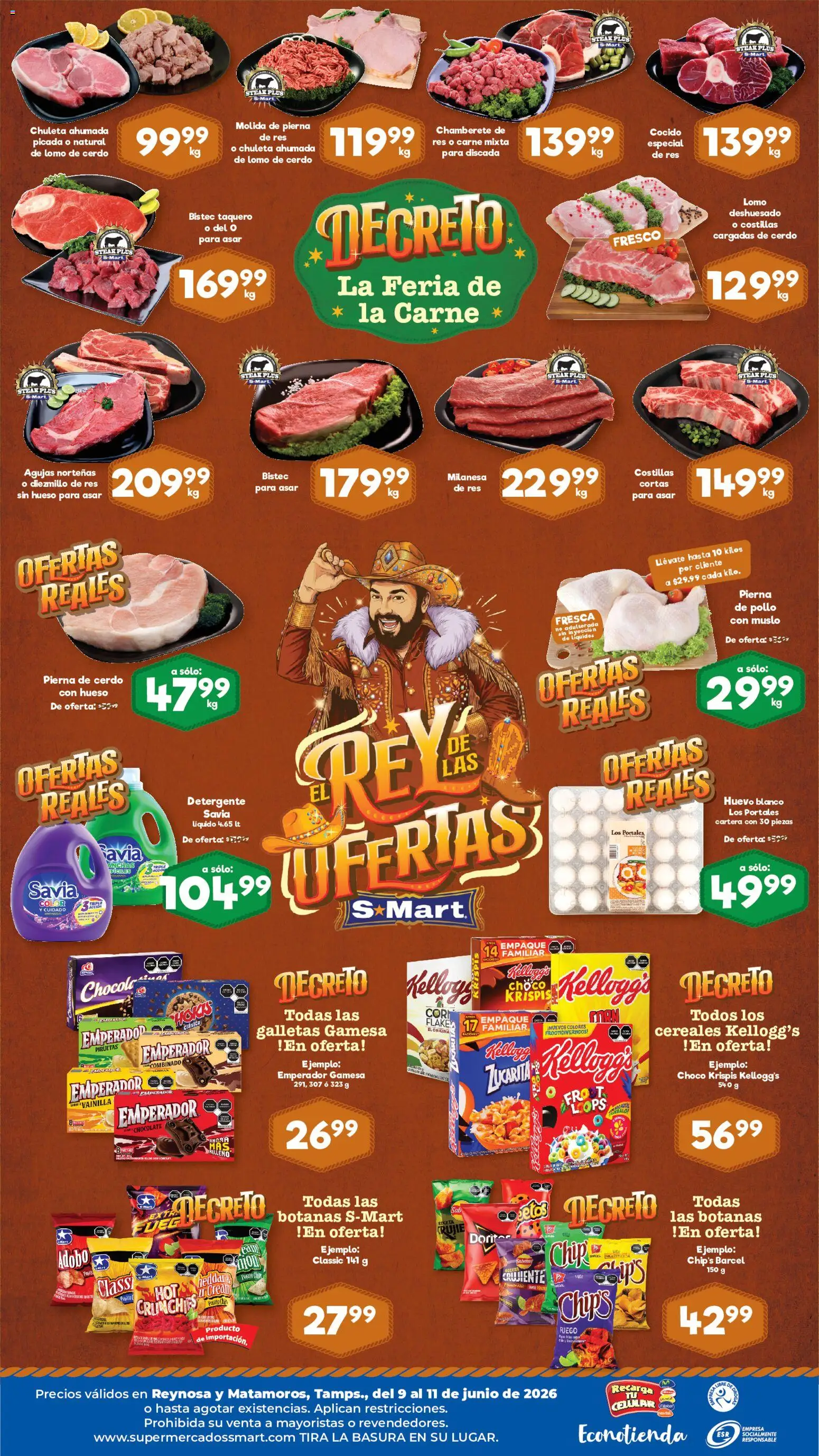 Nuevas ofertas de S-Mart válidas en toda la República Mexicana desde el 09.06.2026. ¡Encuentra las mejores ofertas en S-Mart folleto Matamoros! | Página: 2 | Productos: Pollo, Detergente, Cereales, Galletas