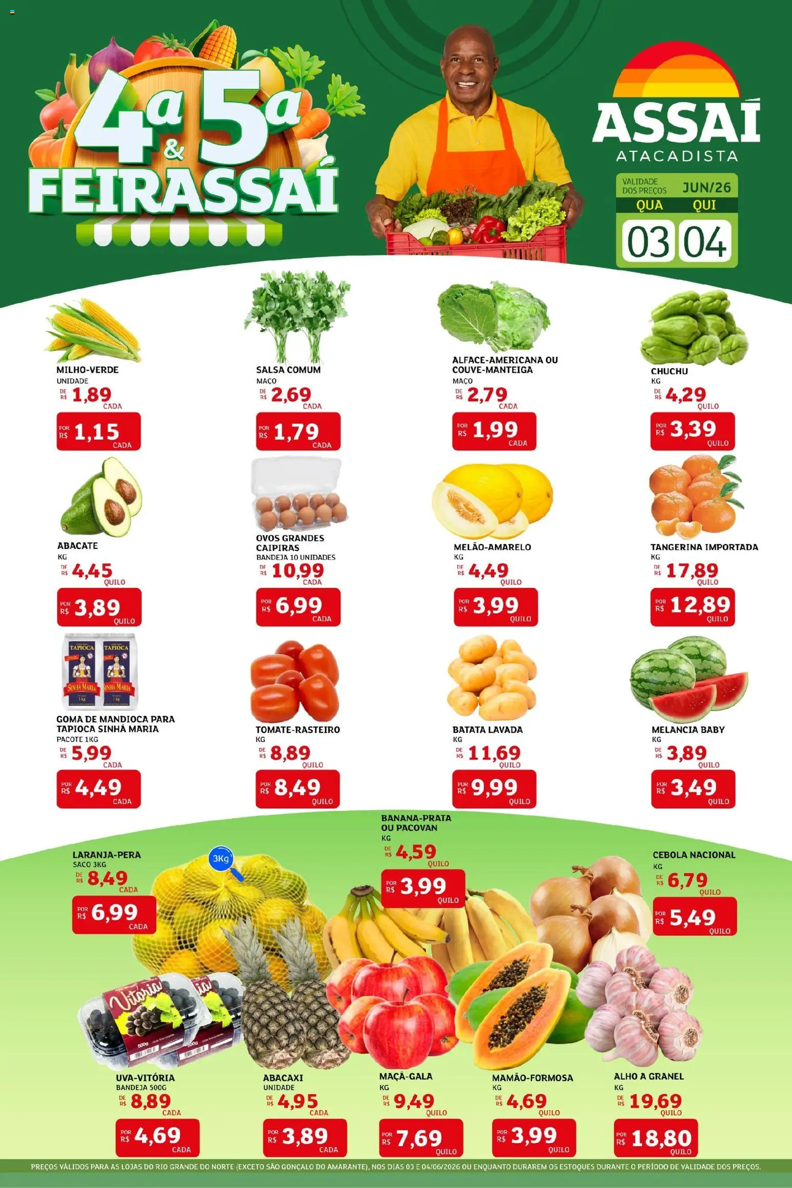Assaí Atacadista Folheto - válido de 03.06.2026 | Página: 1 | Produtos: Alho, Mandioca, Tapioca, Batata