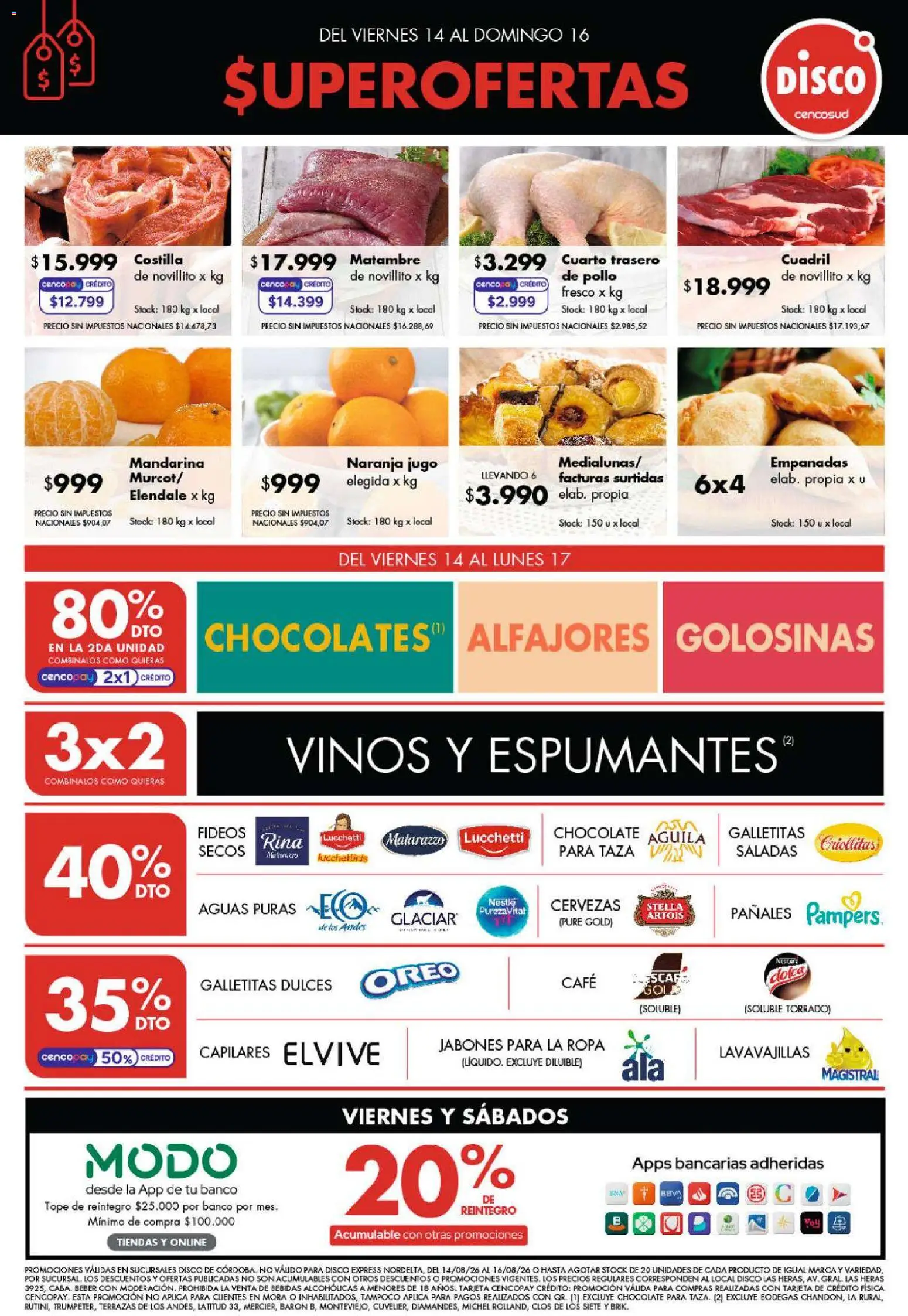 Disco - Ofertas | Córdoba │ válido desde el 13/08/2026 | Página: 1 | Productos: Lavavajillas, Bebidas, Jugo, Golosinas