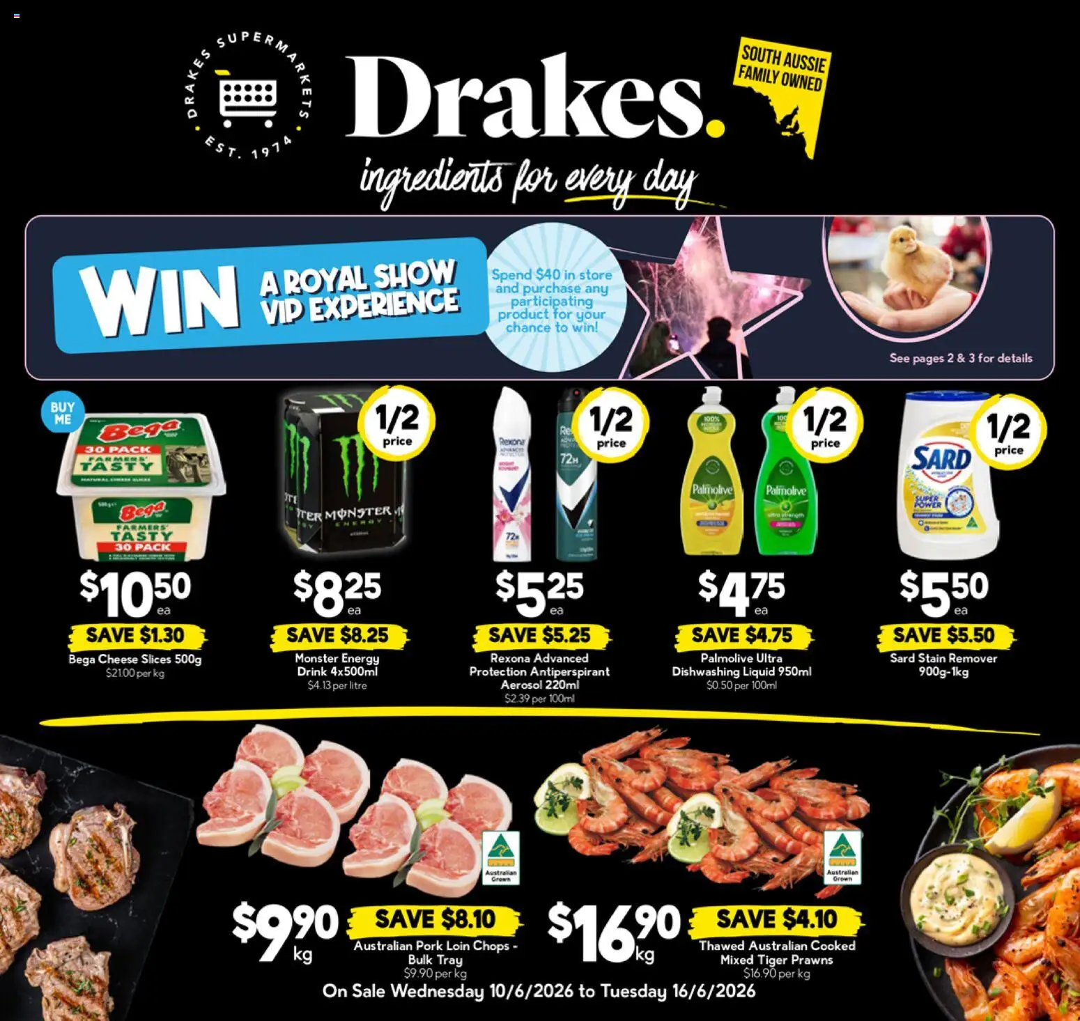 Drakes catalogue - valid from 10.06.2026 | Page: 16 | Products: Cheese, Pork, Stain remover, Prawns