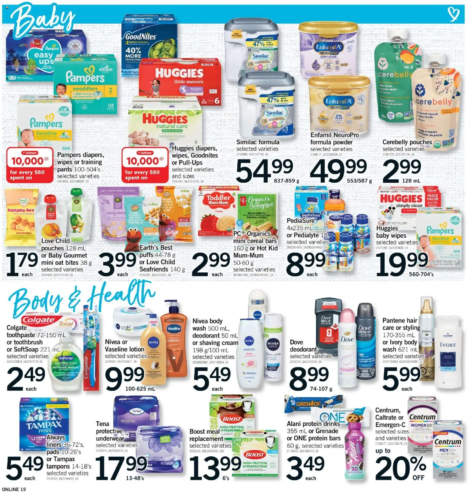 Fortinos flyer valid from Jul 16, 2026 | Page: 18 | Products: Drinks, Tampons, Toothpaste, Underwear