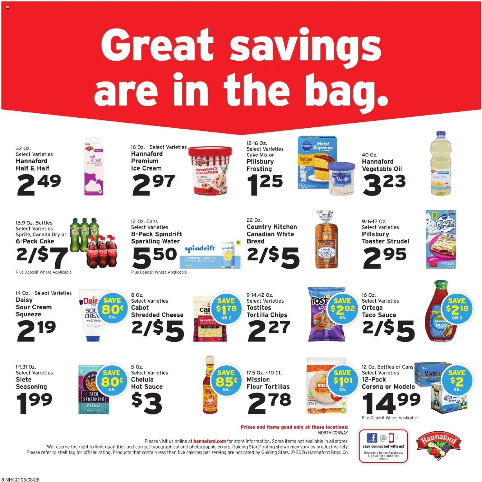 Hannaford Weekly Ad - valid from 03.05.2026 | Page: 8 | Products: Oil, Sour cream, Chips, Fan