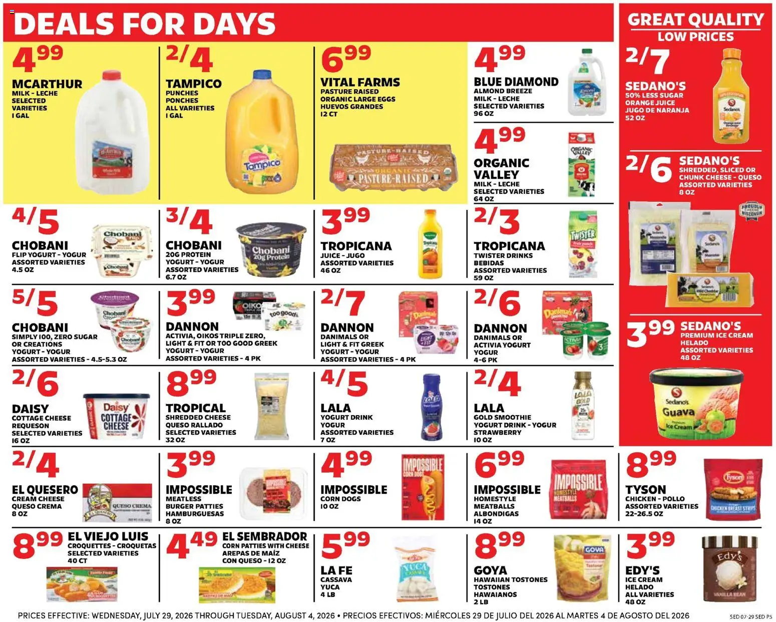 Sedano's Weekly Ad - valid from 07/29/2026 | Page: 5 | Products: Corn, Yogurt, Ice cream, Sugar
