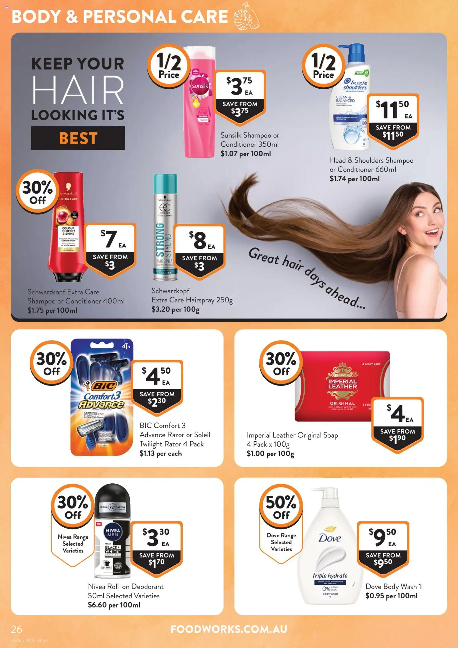 Foodworks catalogue - valid from 01/07/2026 | Page: 26 | Products: Shampoo, Soap, Deodorant, Razor