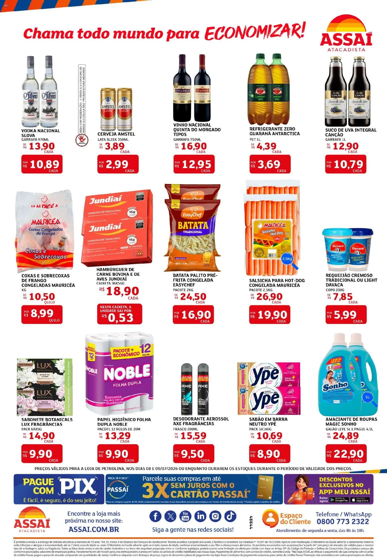 Assaí Atacadista Folheto - válido de 08/07/2026 | Página: 2 | Produtos: Desodorante, Carne, Telefone, Requeijão