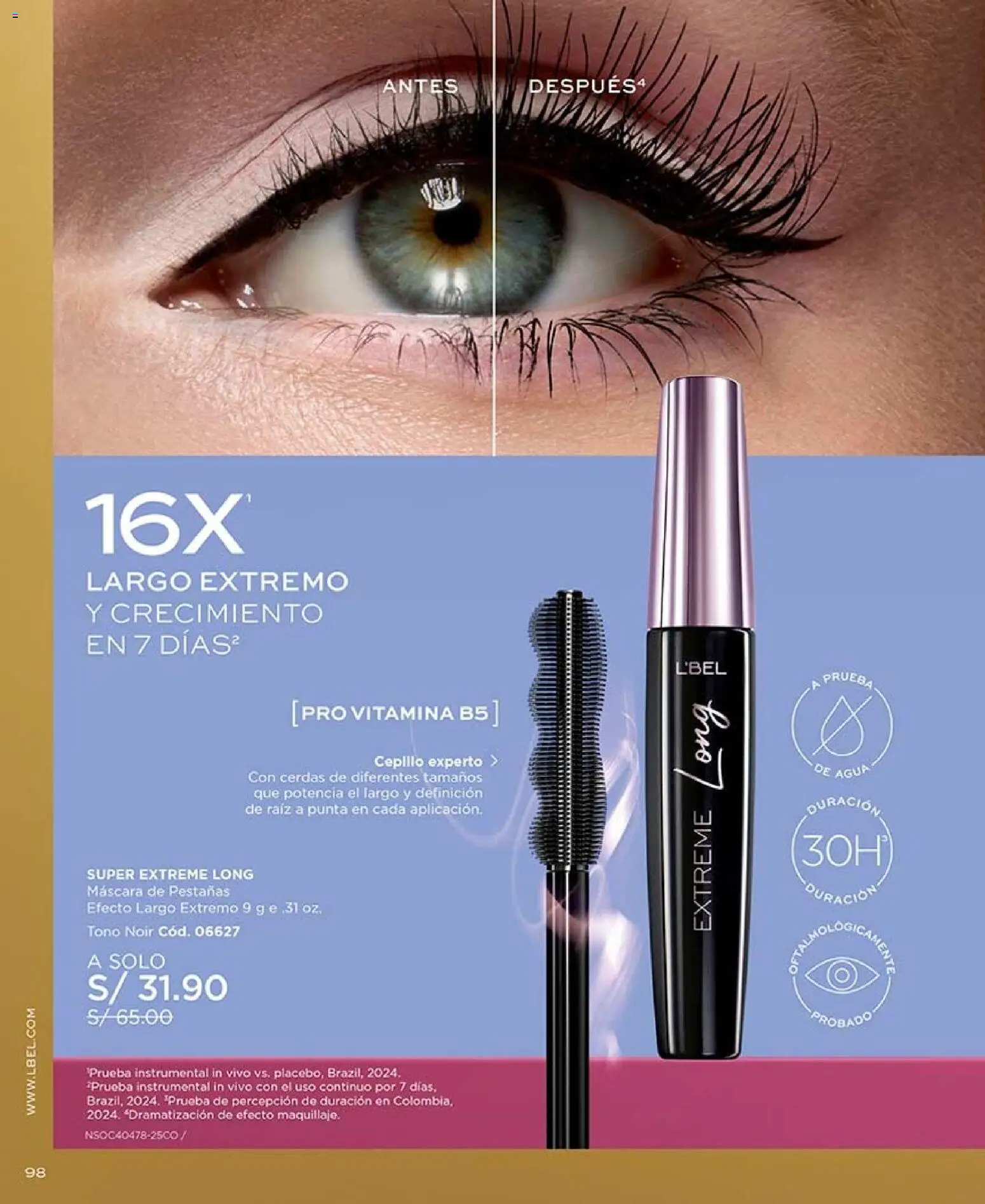 Catálogo L'Bel válido desde 11/07/2026 | Página: 98 | Productos: Máscara, Agua