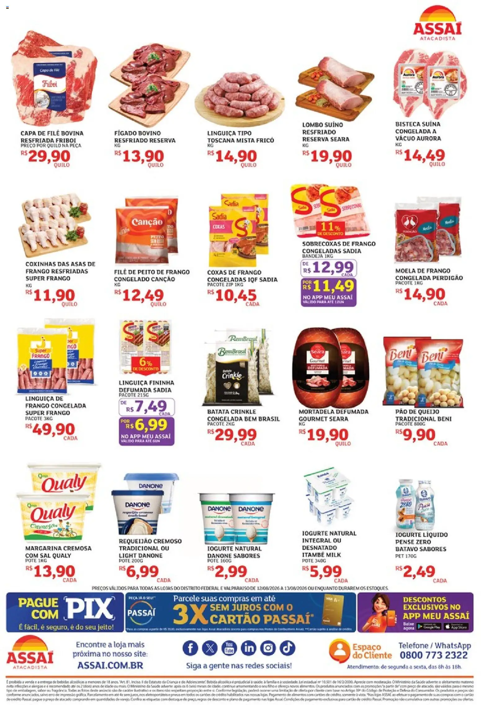 Assaí Atacadista Folheto - válido de 12/08/2026 | Página: 2 | Produtos: Queijo, Fígado, Sal, Pão de queijo
