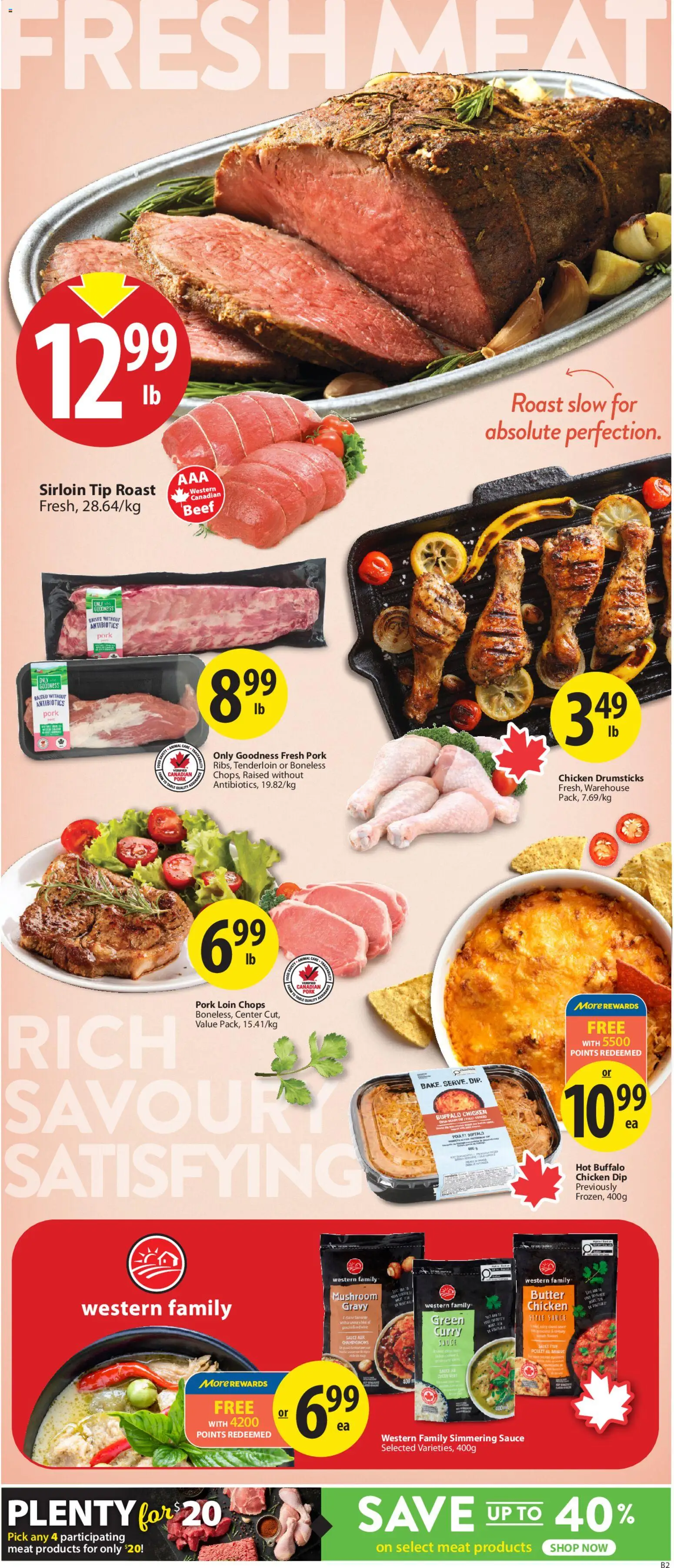 Save on foods flyer valid from 30.04.2026 | Page: 8 | Products: Table, Butter, Chicken, Pork