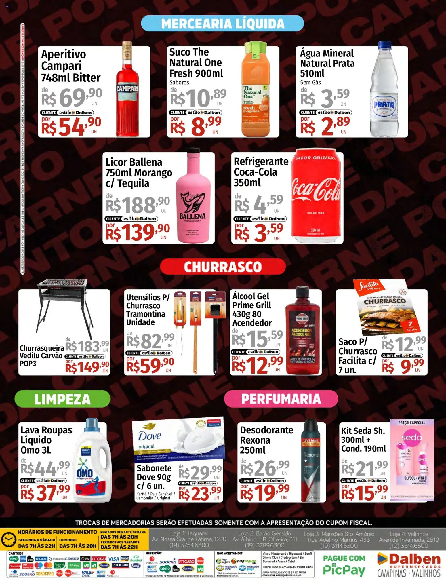 Supermercado Dalben Folheto - válido de 10.06.2026 | Página: 4 | Produtos: Licor, Tequila, Água mineral, Refrigerante