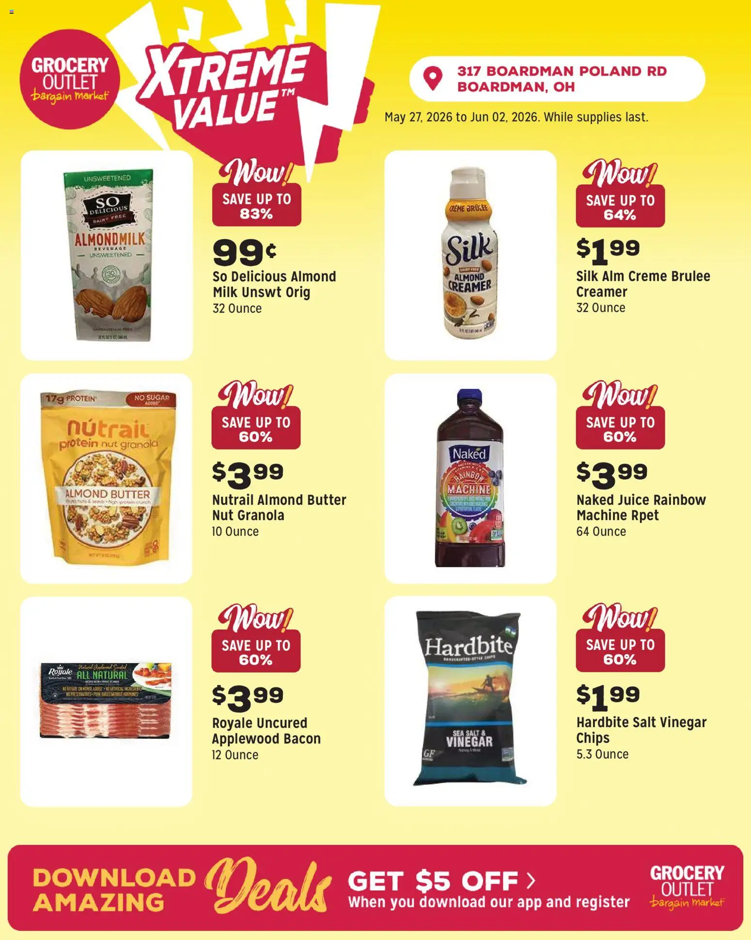 Grocery Outlet Weekly Ad - OH - valid from 27.05.2026 | Page: 5 | Products: Milk, Butter, Juice, Chips