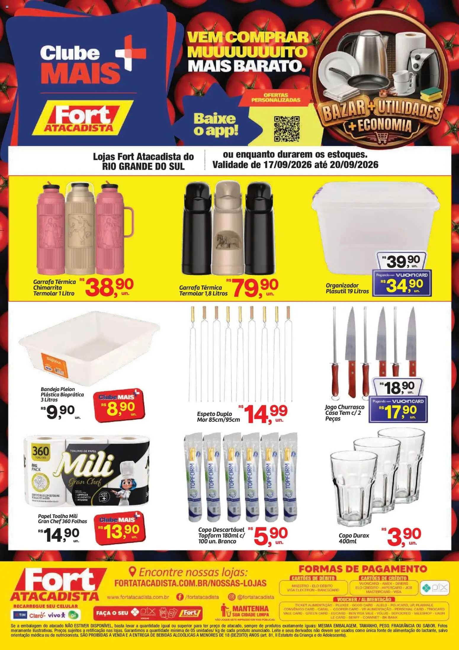 Fort Atacadista Folheto - válido de 17/09/2026 | Página: 1 | Produtos: Celular, Organizador, Alimentos, Bandeja
