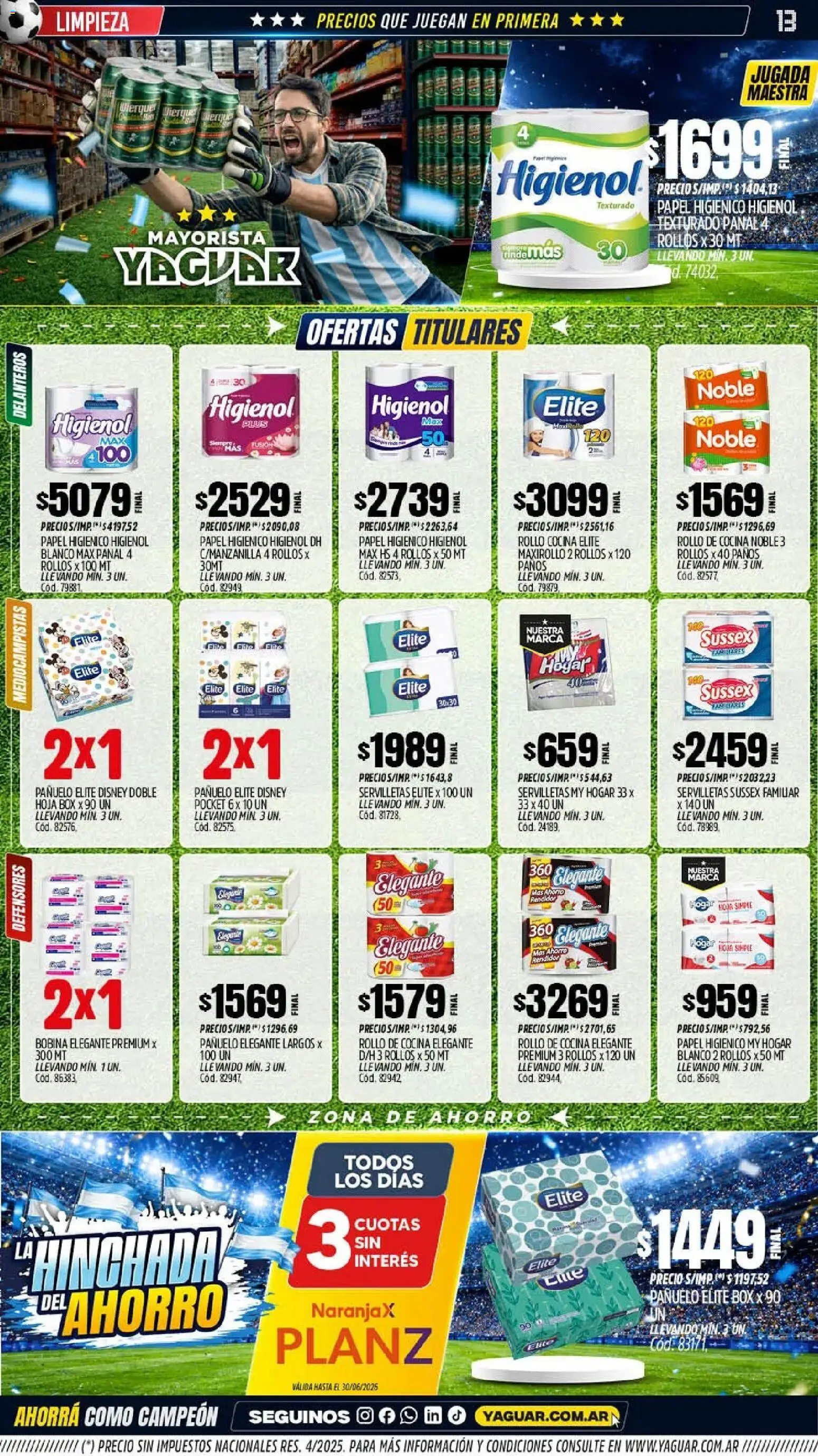 Yaguar - Oferta Semanal San Juan │ válido desde el 08.06.2026 | Página: 14 | Productos: Papel higiénico, Pañuelo, Cocina, Servilletas