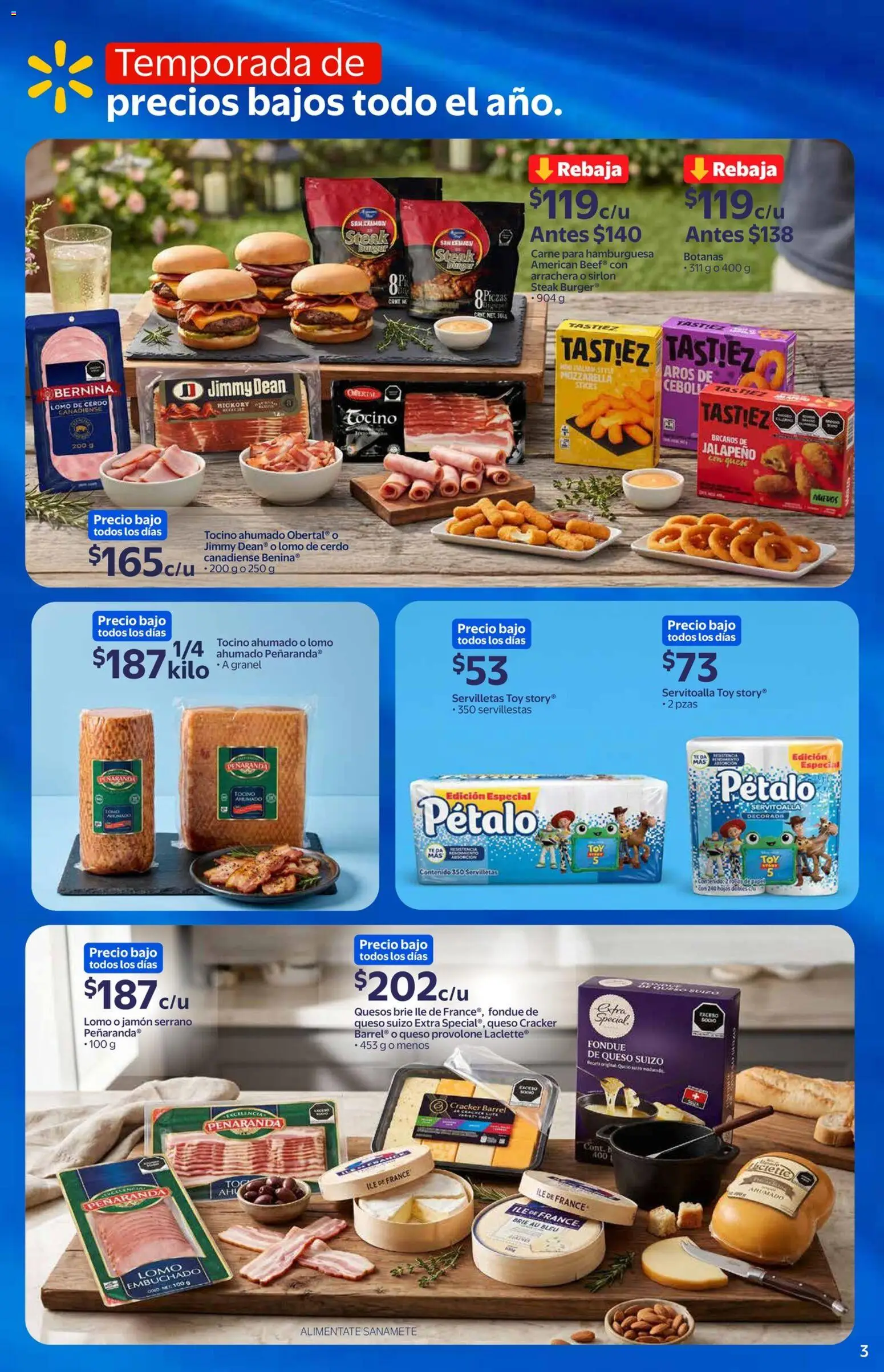 Nuevas ofertas de Walmart Express válidas en toda la República Mexicana desde el 03.06.2026. ¡Encuentra las mejores ofertas en Walmart Express folleto! | Página: 3 | Productos: Tocino, Queso, Jamón, Té