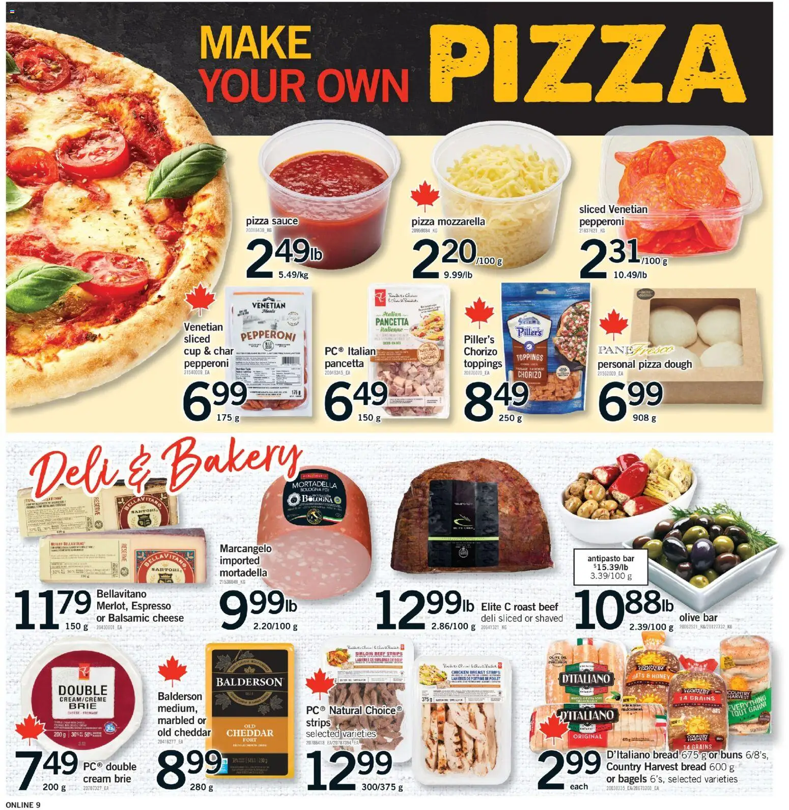 Fortinos flyer valid from 07.05.2026 | Page: 9 | Products: Beef, Bakery, Cheese, Pizza