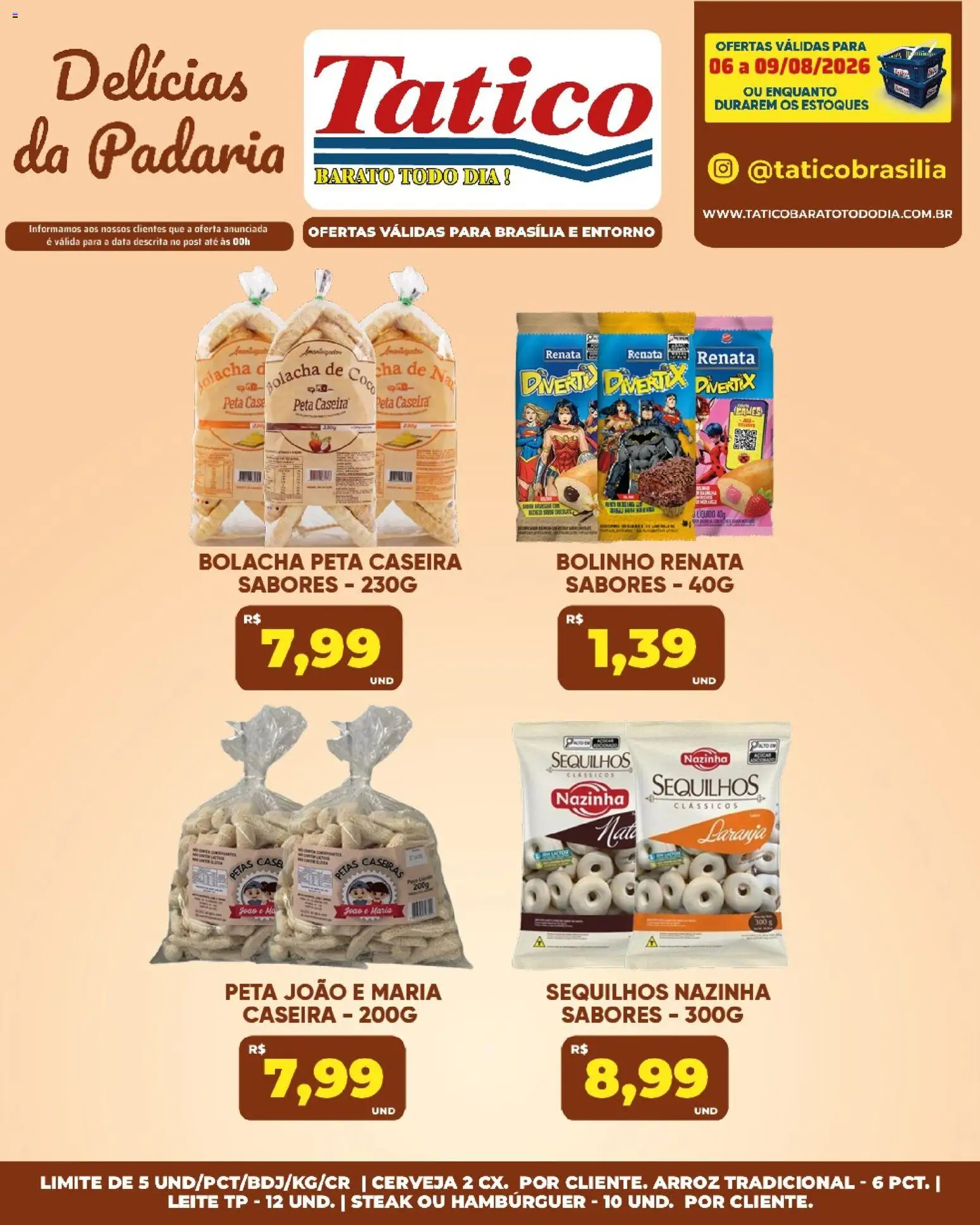 Tatico Folheto - válido de 06/08/2026 | Página: 24 | Produtos: Leite, Cerveja, Chá, Bolacha