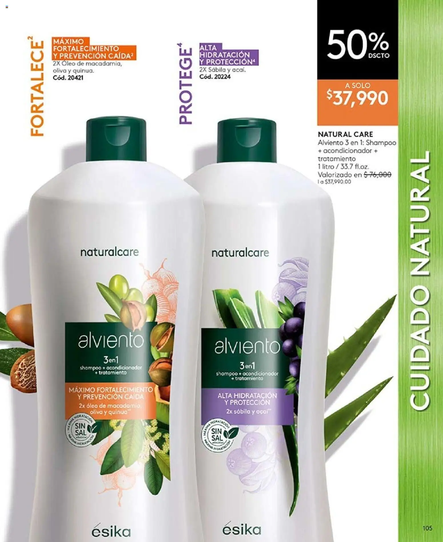 Ésika revista - valida desde el 07/08/2026 | Página: 105 | Productos: Quinua, Shampoo, Acondicionador, Oliva