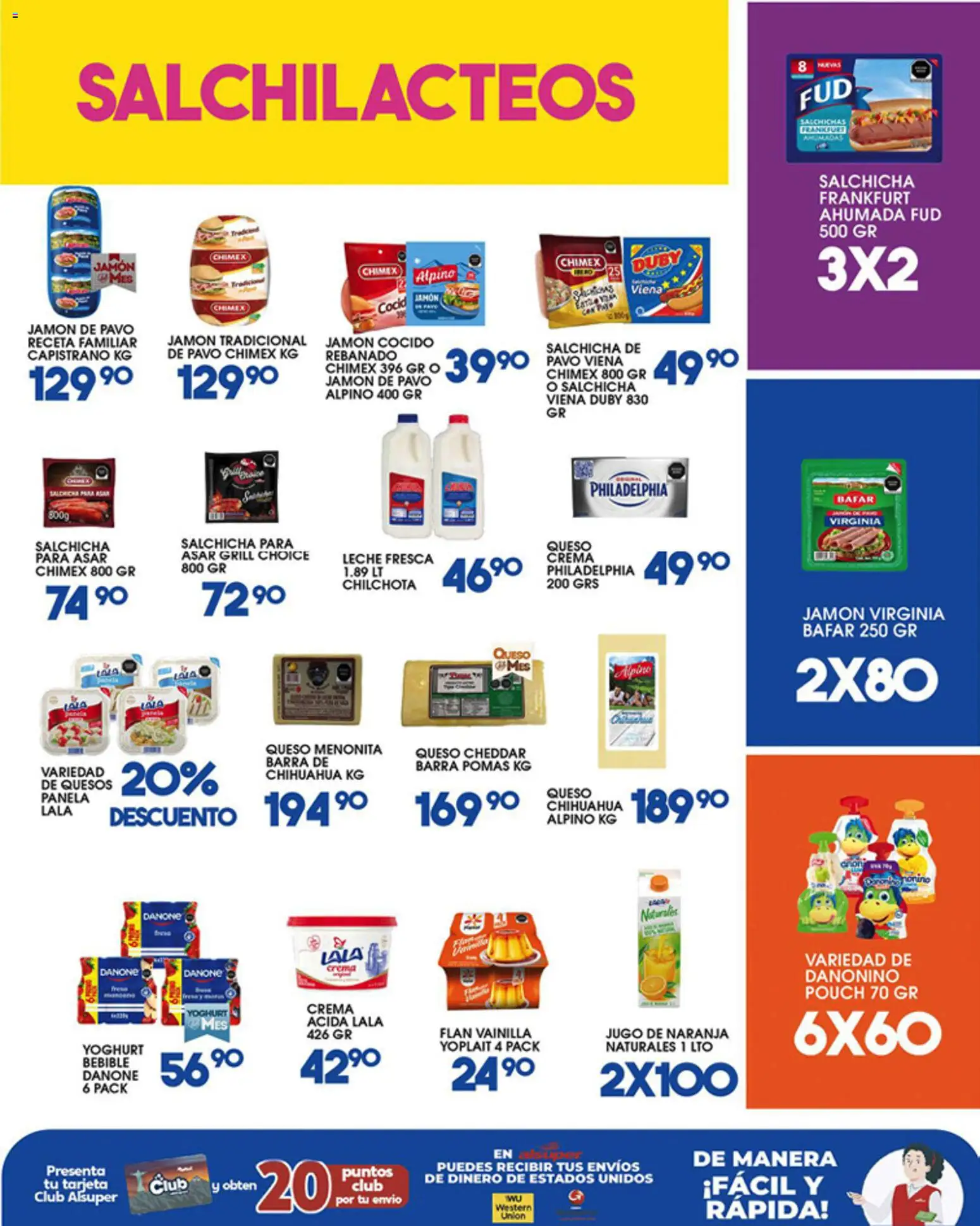 Nuevas ofertas de Alsuper válidas en toda la República Mexicana desde el 29.05.2026. ¡Encuentra las mejores ofertas en Alsuper folleto Laguna! | Página: 3 | Productos: Jamón cocido, Salchicha, Queso, Jamón