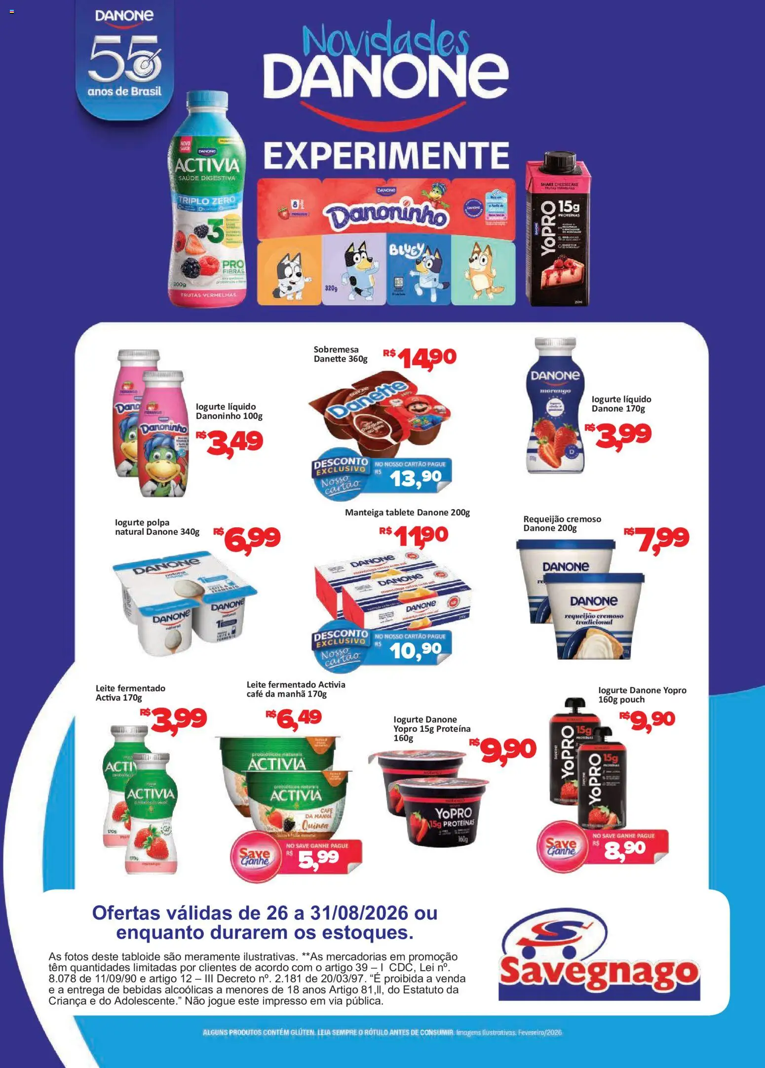 Savegnago Folheto - válido de 26/08/2026 | Página: 1 | Produtos: Frutas vermelhas, Bebidas, Requeijão, Leite fermentado